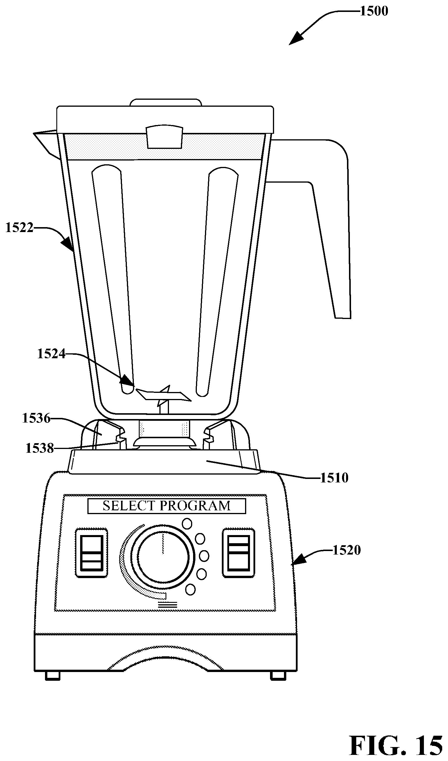 Patent US12303072 Figure 16 – Centering pad and removable enclosure for a blender