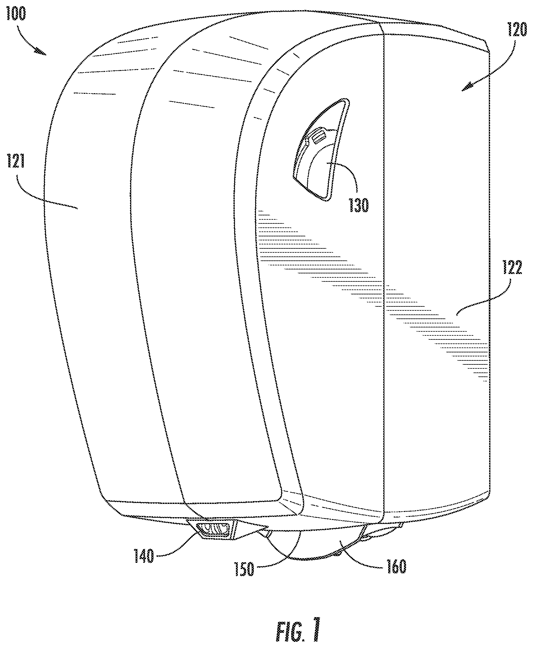 Patent US12303077 Figure 1 – Roll towel dispenser