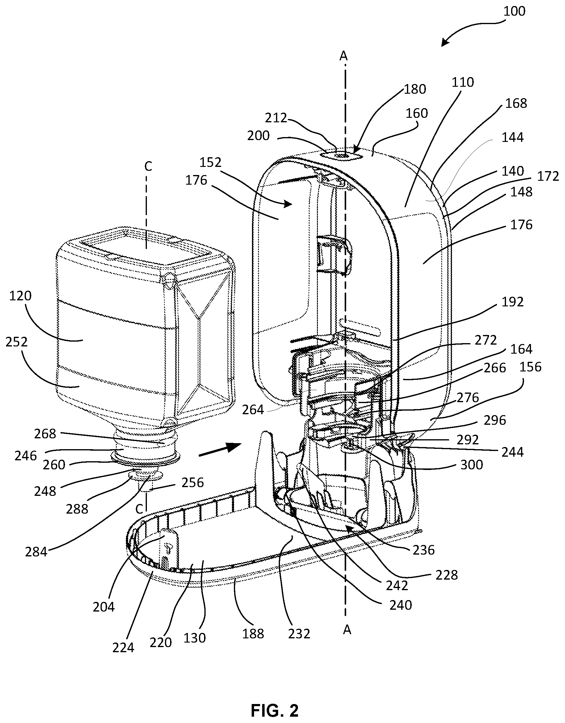 Patent US12303079 Figure 2 – Dispenser system