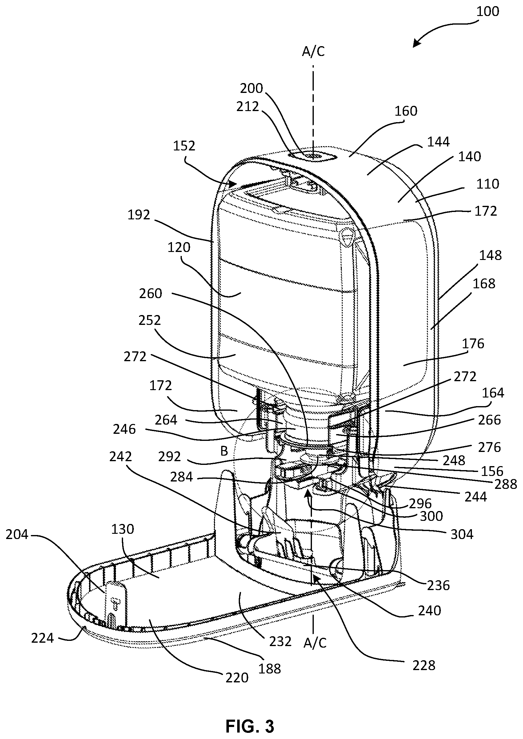 Patent US12303079 Figure 3 – Dispenser system
