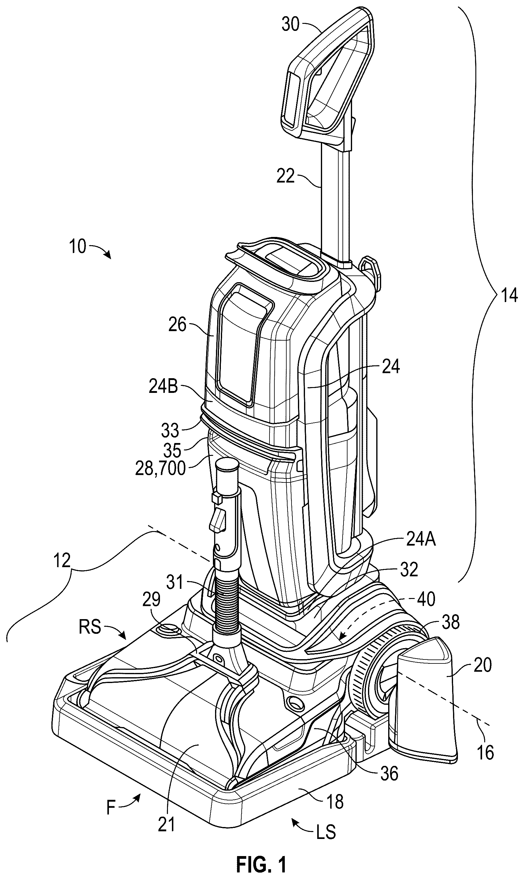 Patent US12303085 Figure 1 – Surface cleaner