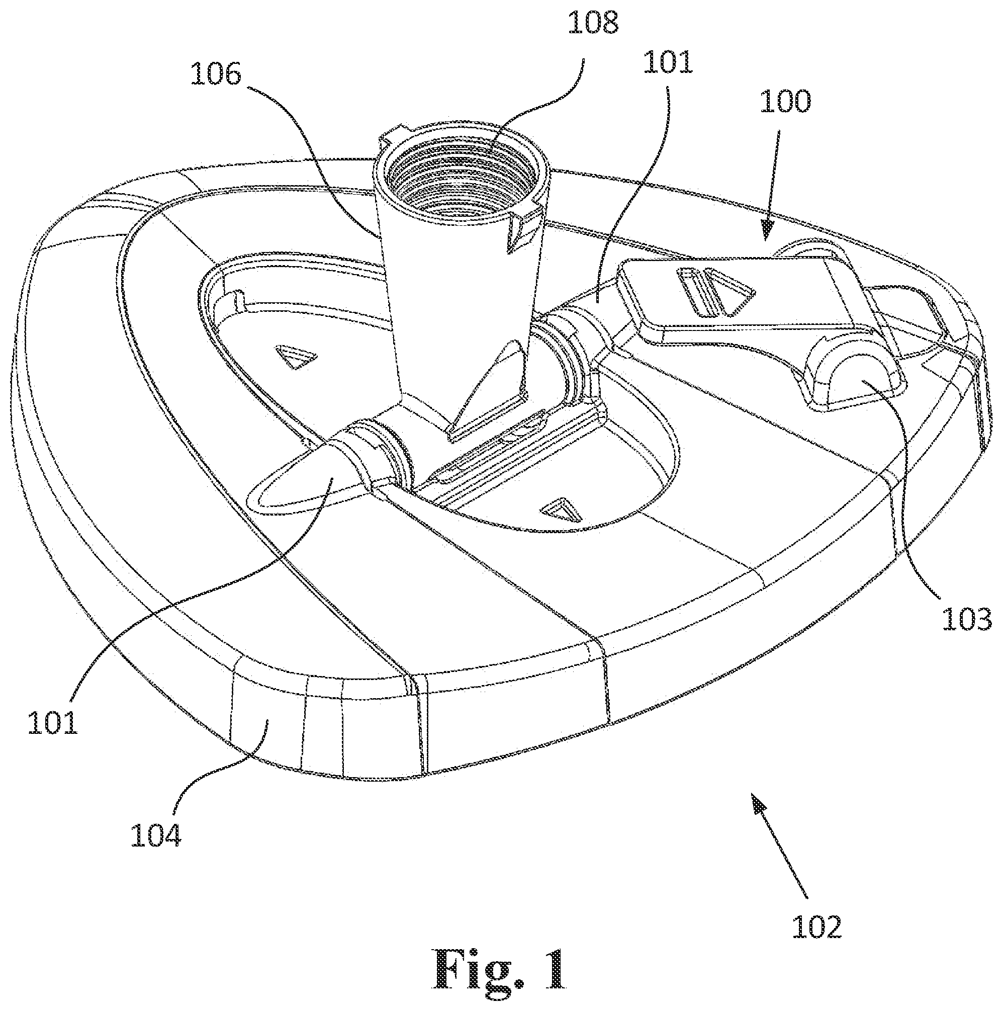 Patent US12303088 Figure 1 – Release lever for cleaning device