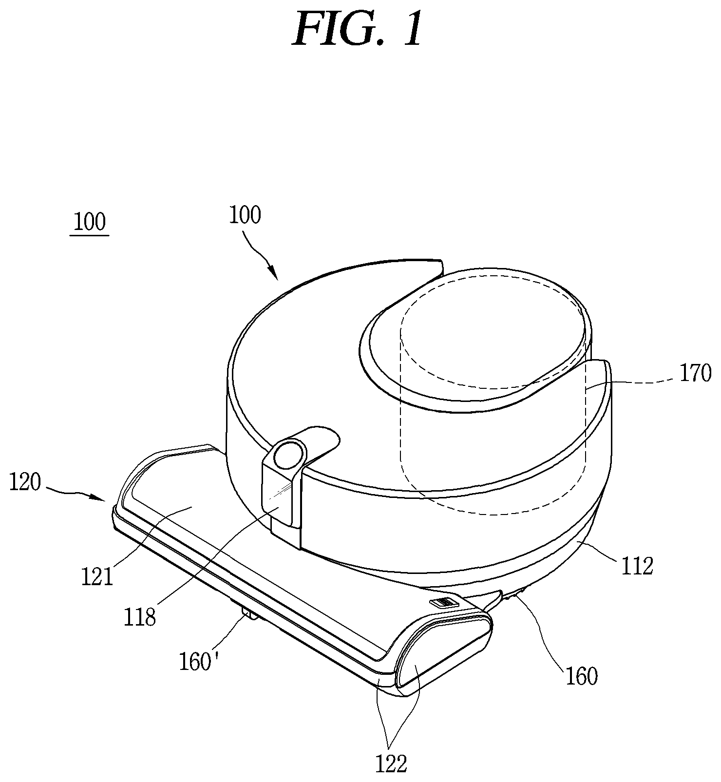 Patent US12303092 Figure 1 – Cleaning unit comprising agitator