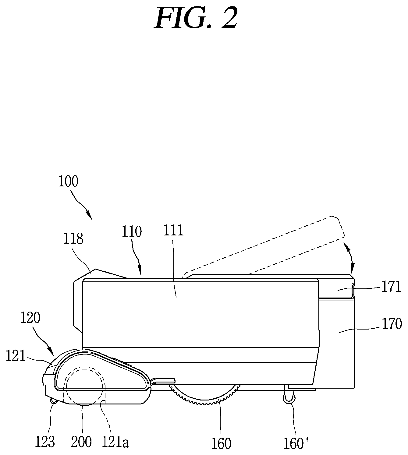 Patent US12303092 Figure 2 – Cleaning unit comprising agitator
