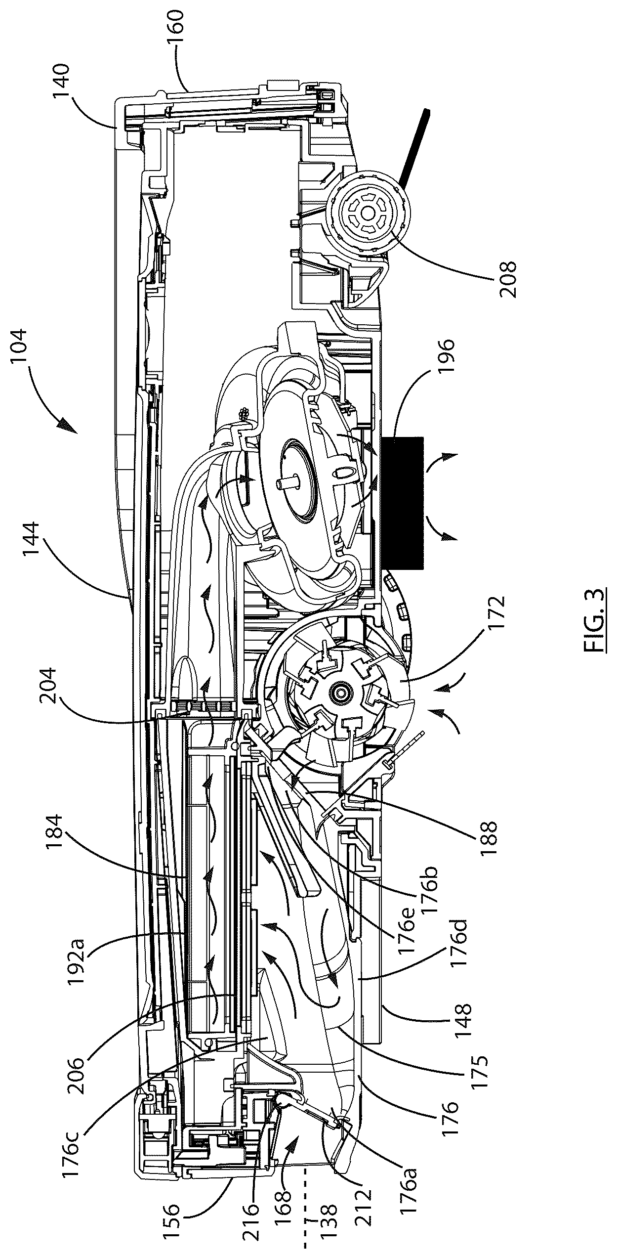 Patent US12303096 Figure 3 – Robotic vacuum cleaner with dirt enclosing member and method of using the same