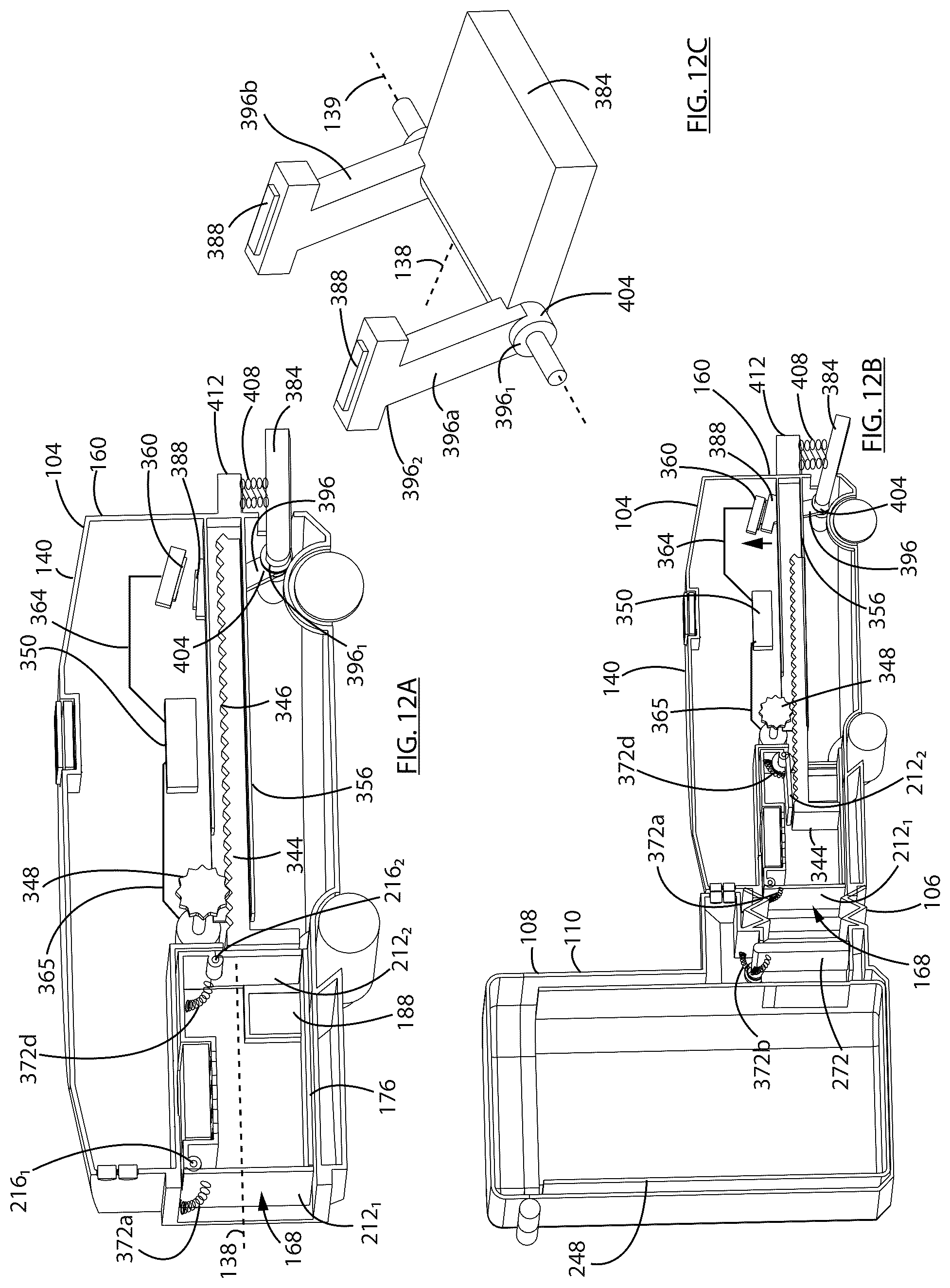 Patent US12303096 Figure 12 – Robotic vacuum cleaner with dirt enclosing member and method of using the same