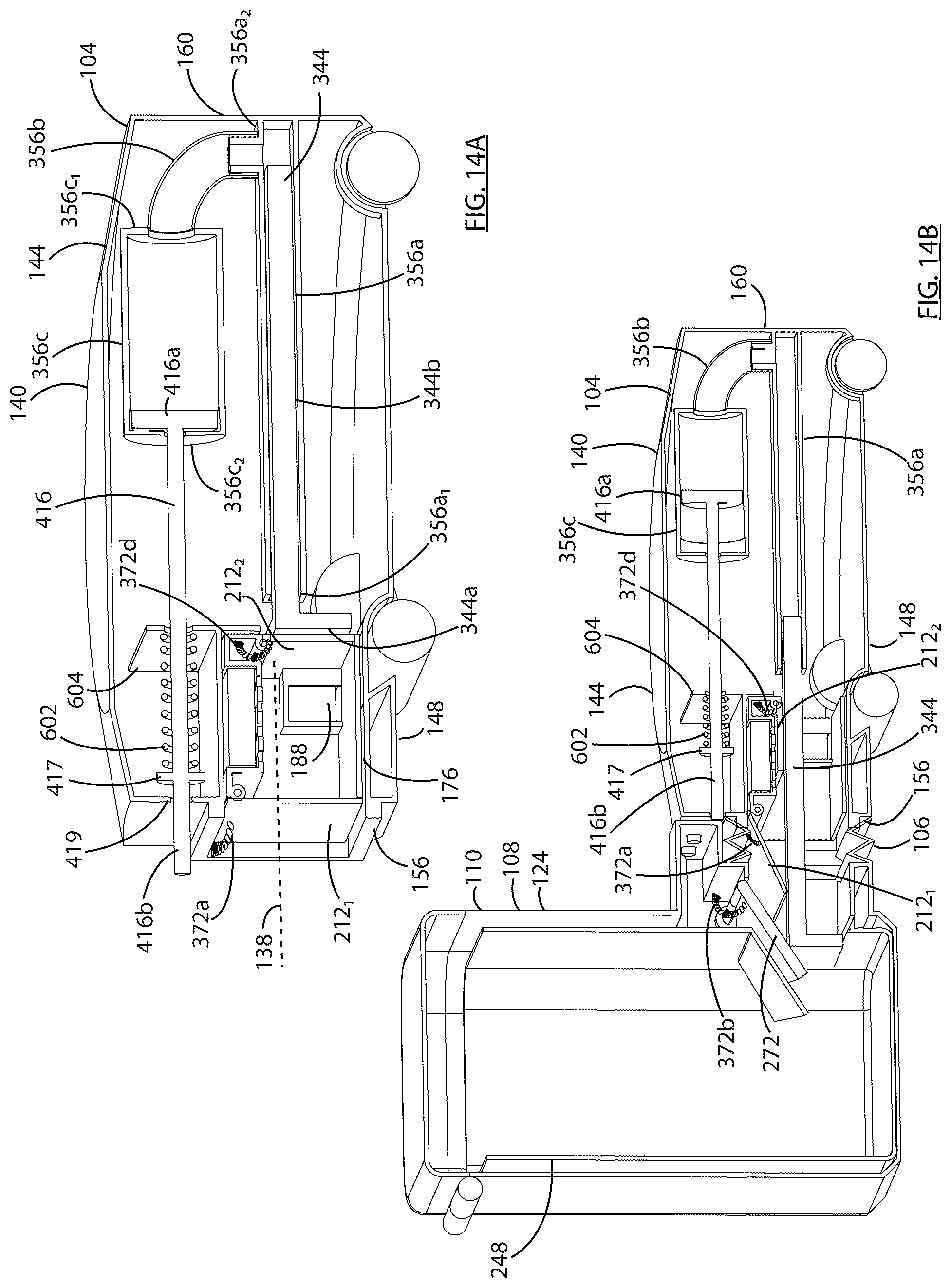 Patent US12303096 Figure 14 – Robotic vacuum cleaner with dirt enclosing member and method of using the same