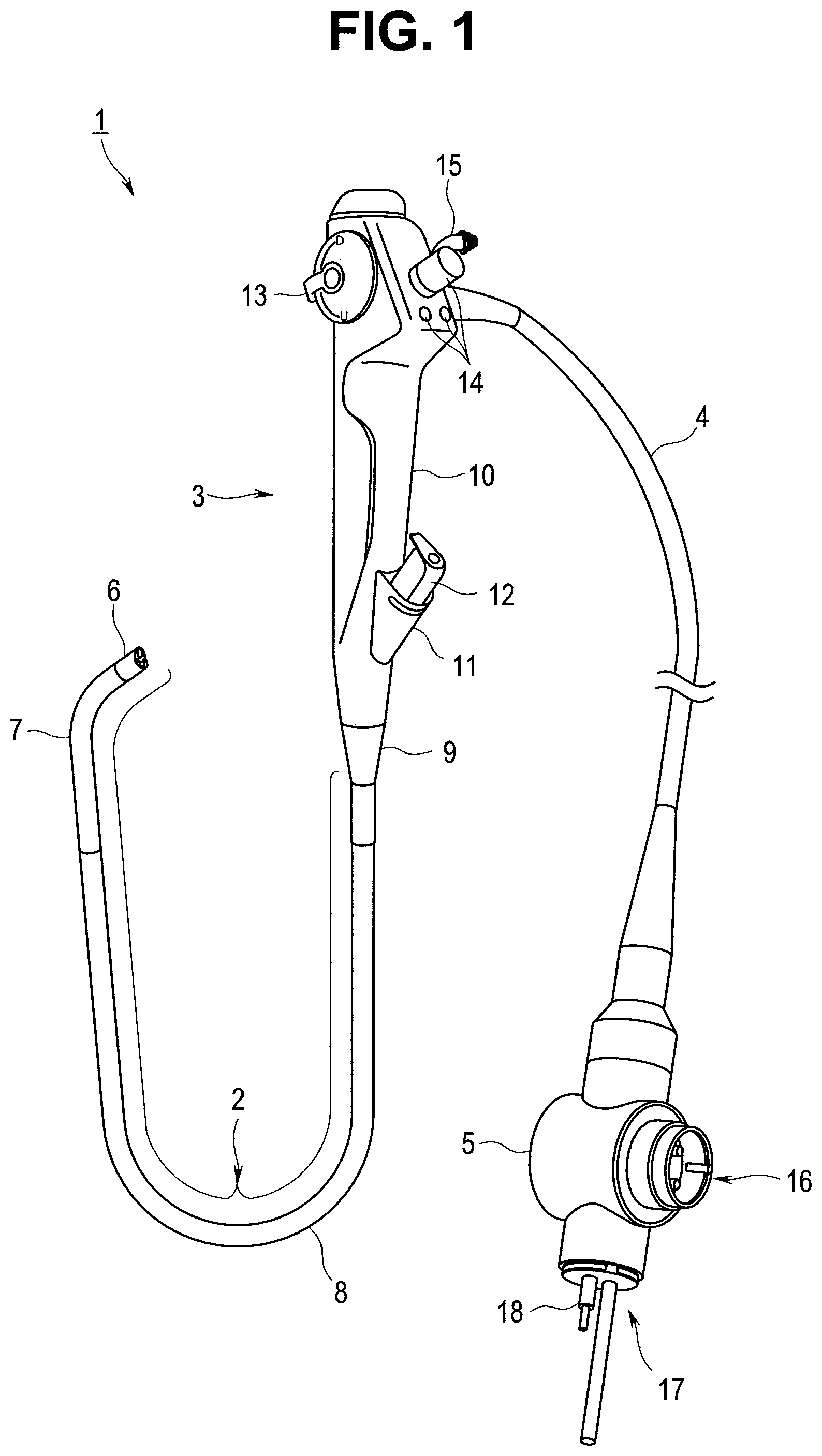 Patent US12303100 Figure 1 – Endoscope and method for confirming grounding of endoscope