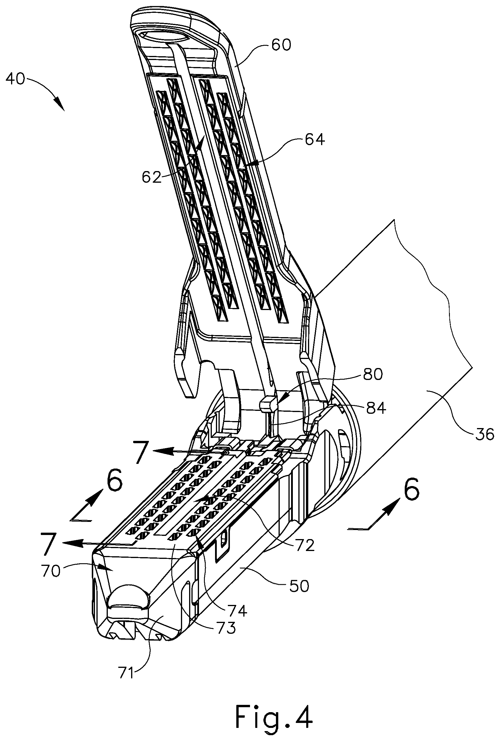 Patent US12303127 Figure 4 – Lockout engagement features for surgical stapler