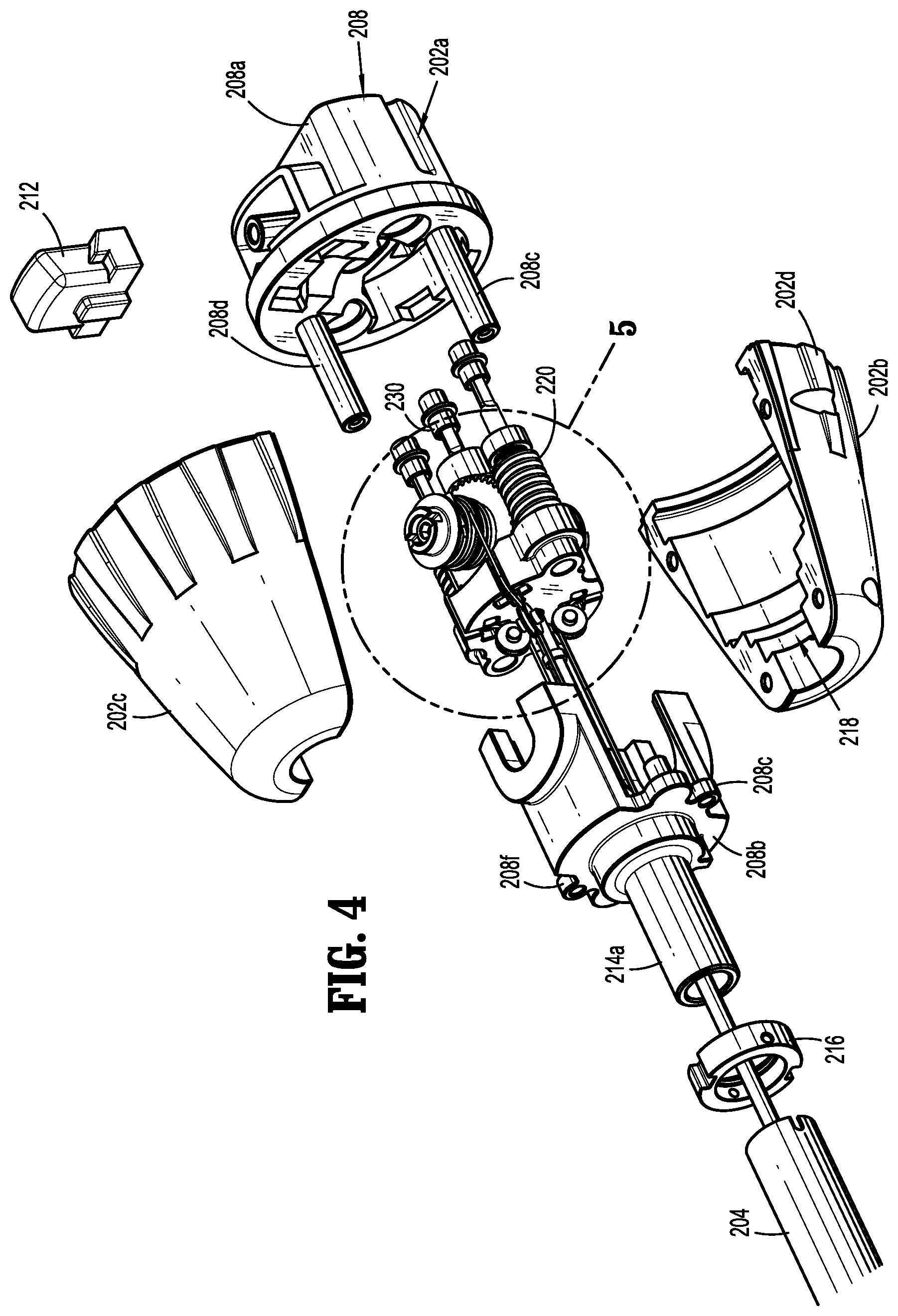 Patent US12303128 Figure 4 – Surgical system including adapter assembly with worm gear assembly