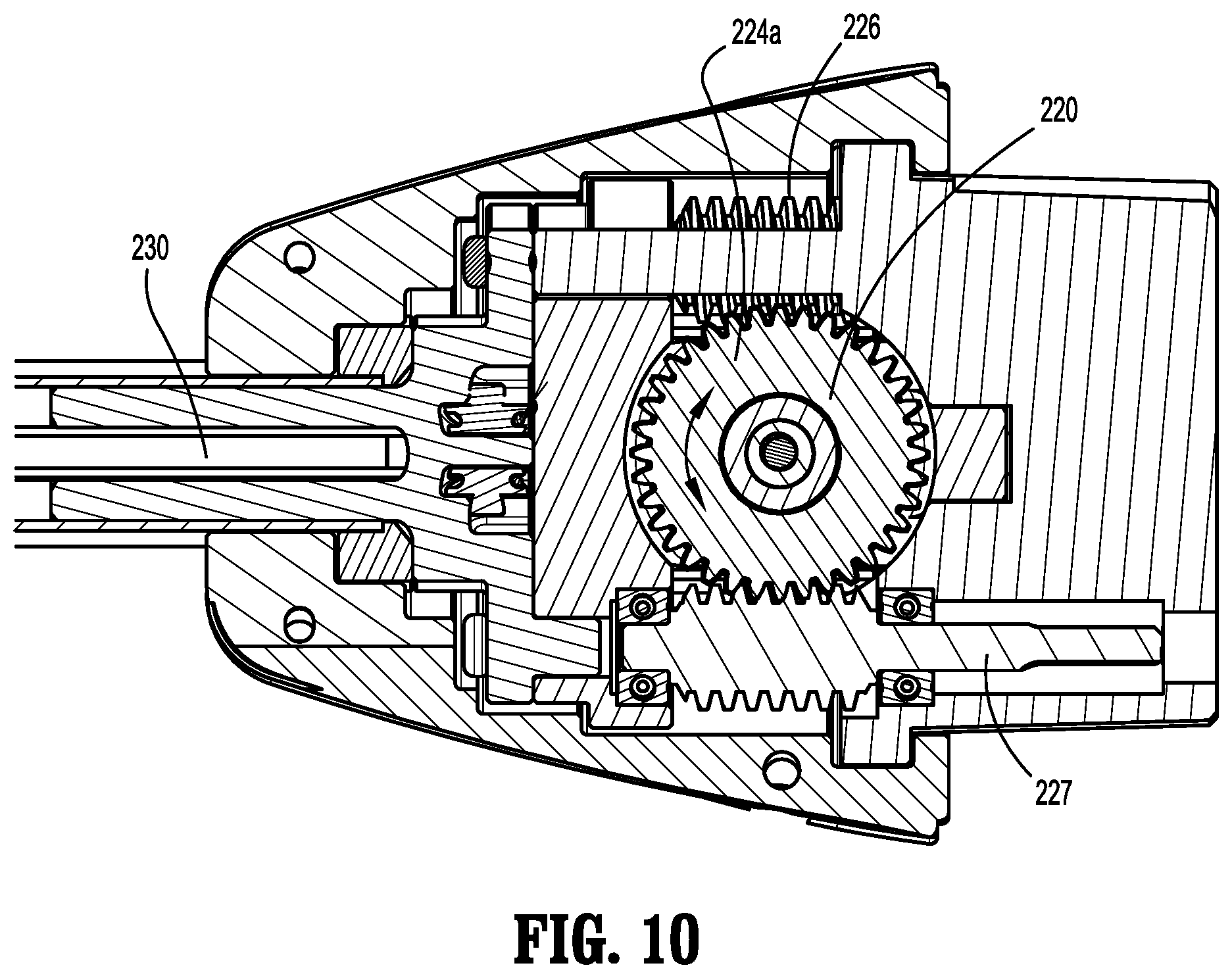 Patent US12303128 Figure 8 – Surgical system including adapter assembly with worm gear assembly