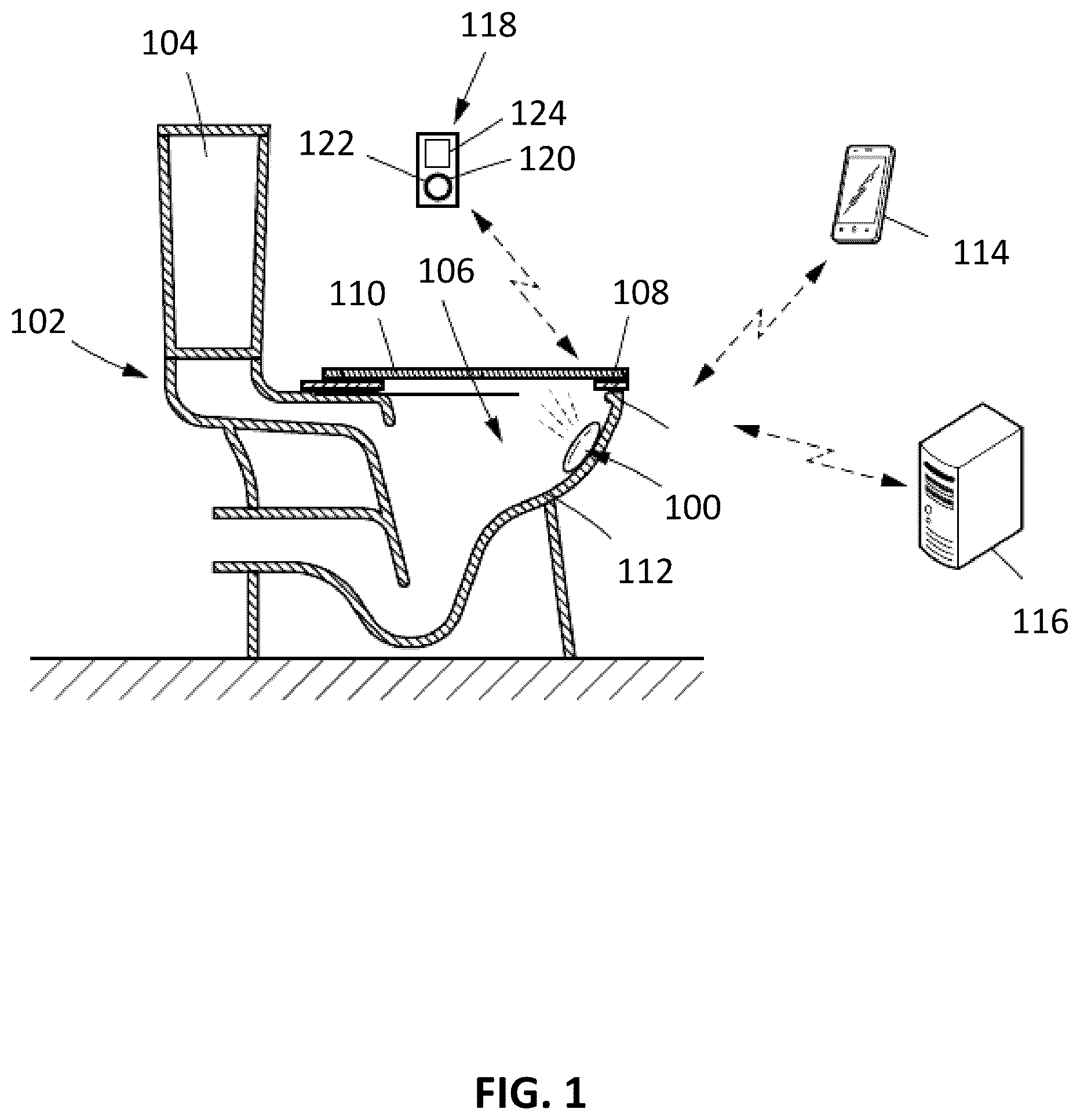 Patent US12303270 Figure 1 – Station for urine analysis device, urine analysis device, associated methods