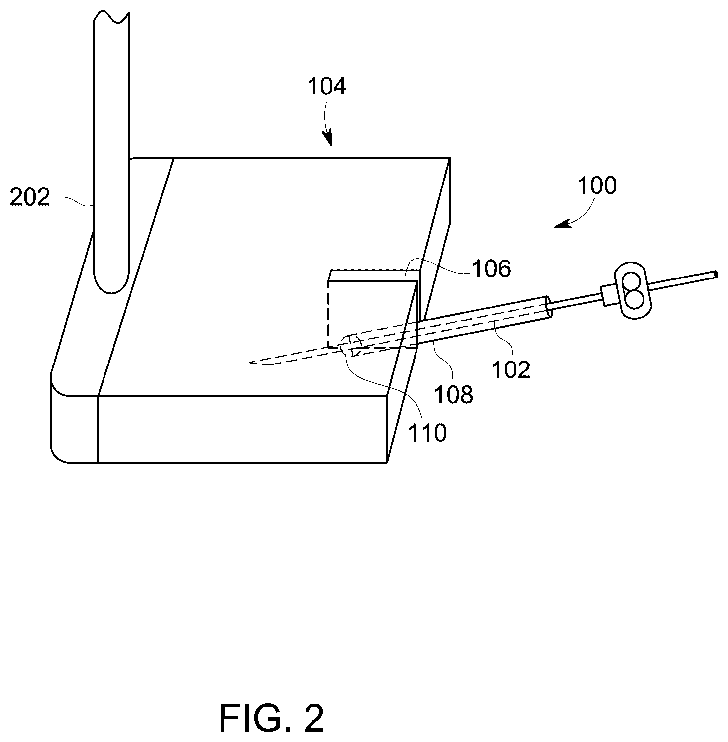 Patent US12303321 Figure 2 – Ultrasound probe with an integrated needle assembly and a computer program product, a method and a system for providing a path for inserting a needle of the ultrasound probe