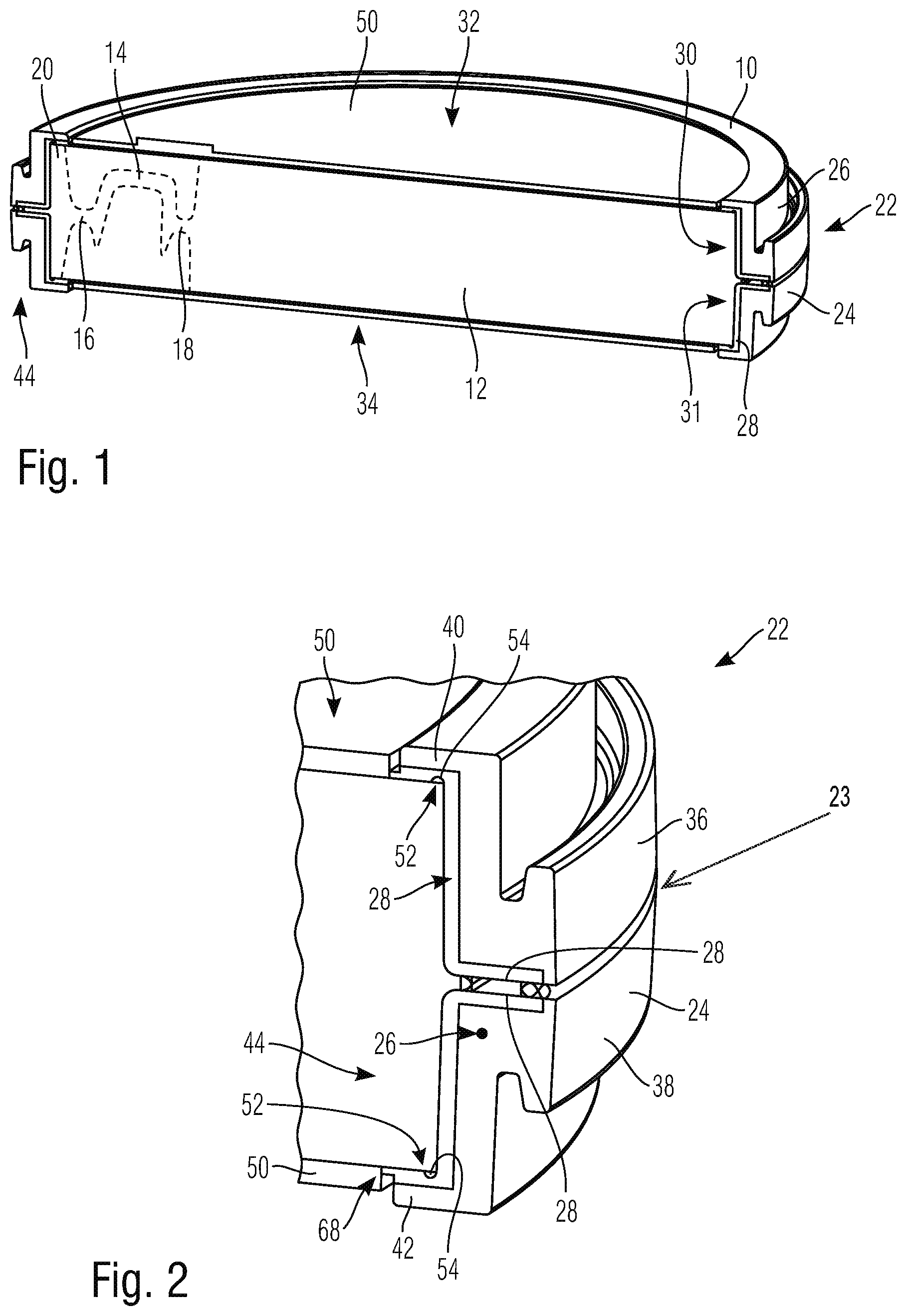Patent US12303343 Figure 1 – Round dental blank holding ring and an arrangement having a blank and a holding ring