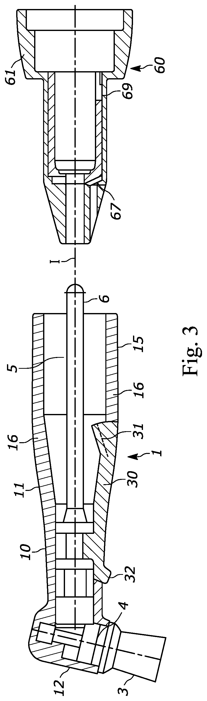 Patent US12303344 Figure 3 – Angled-head rotary cleaning device for dental purposes