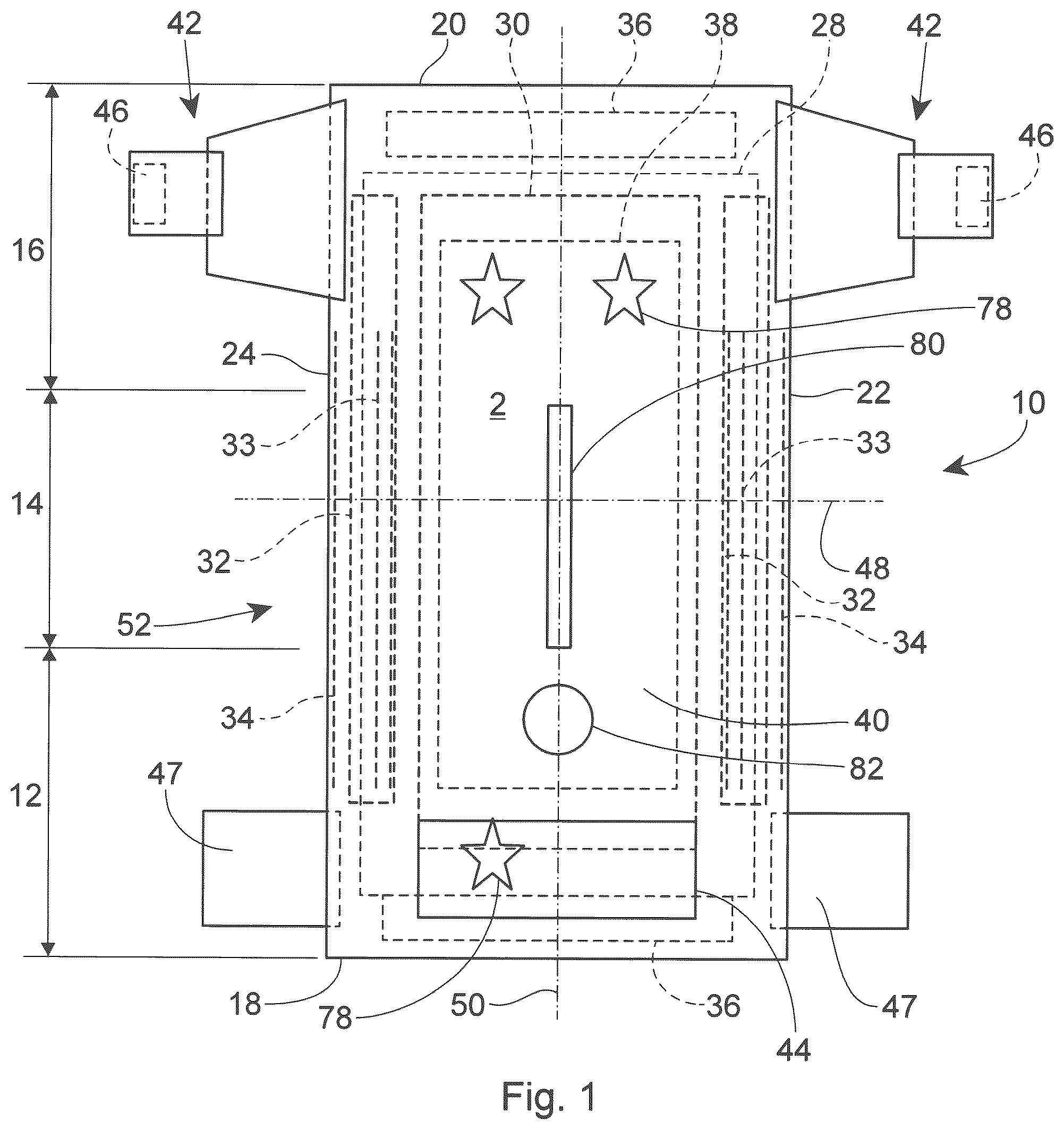 Patent US12303361 Figure 1 – Highly extensible nonwoven webs and absorbent articles having such webs