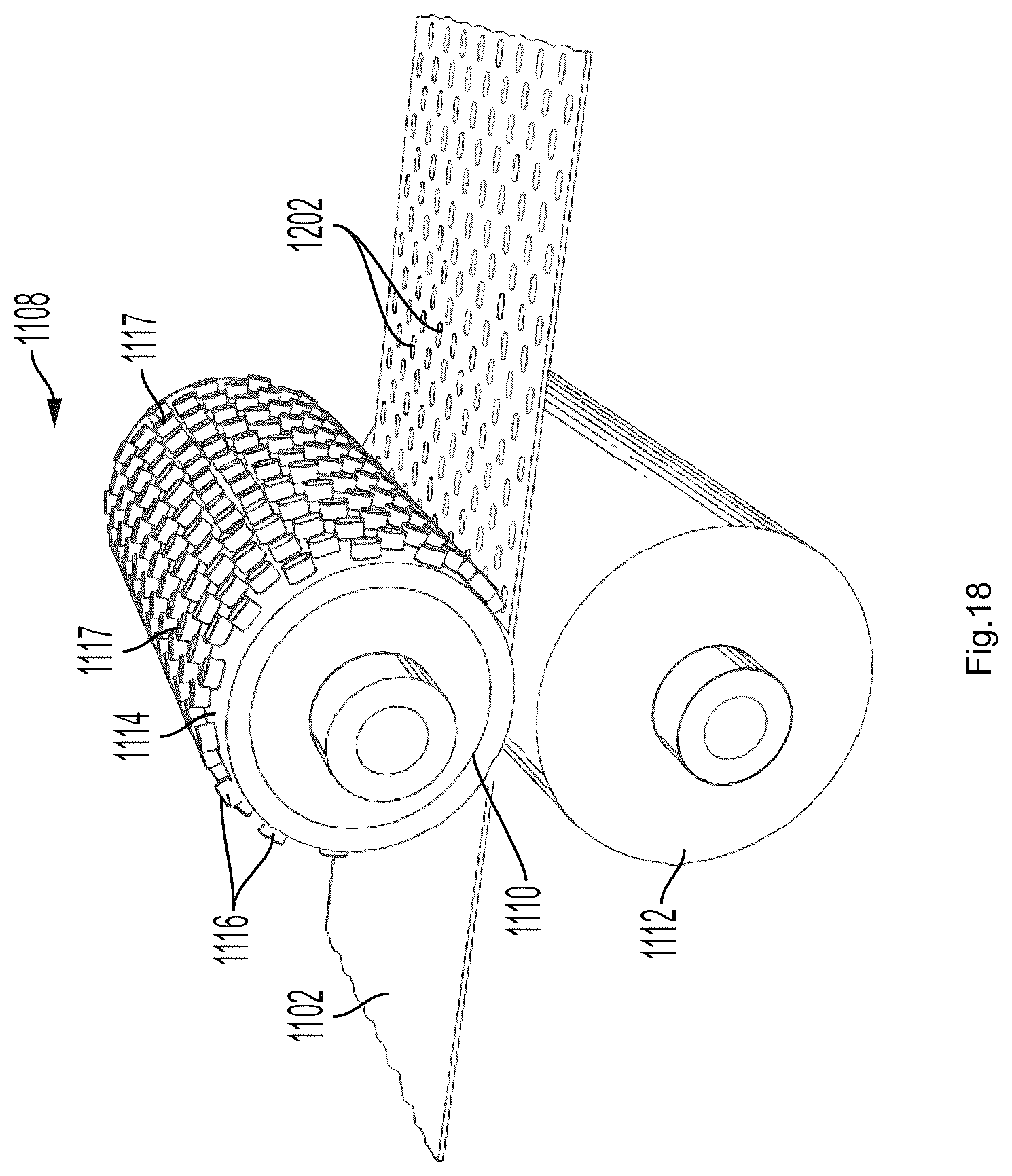 Patent US12303361 Figure 16 – Highly extensible nonwoven webs and absorbent articles having such webs