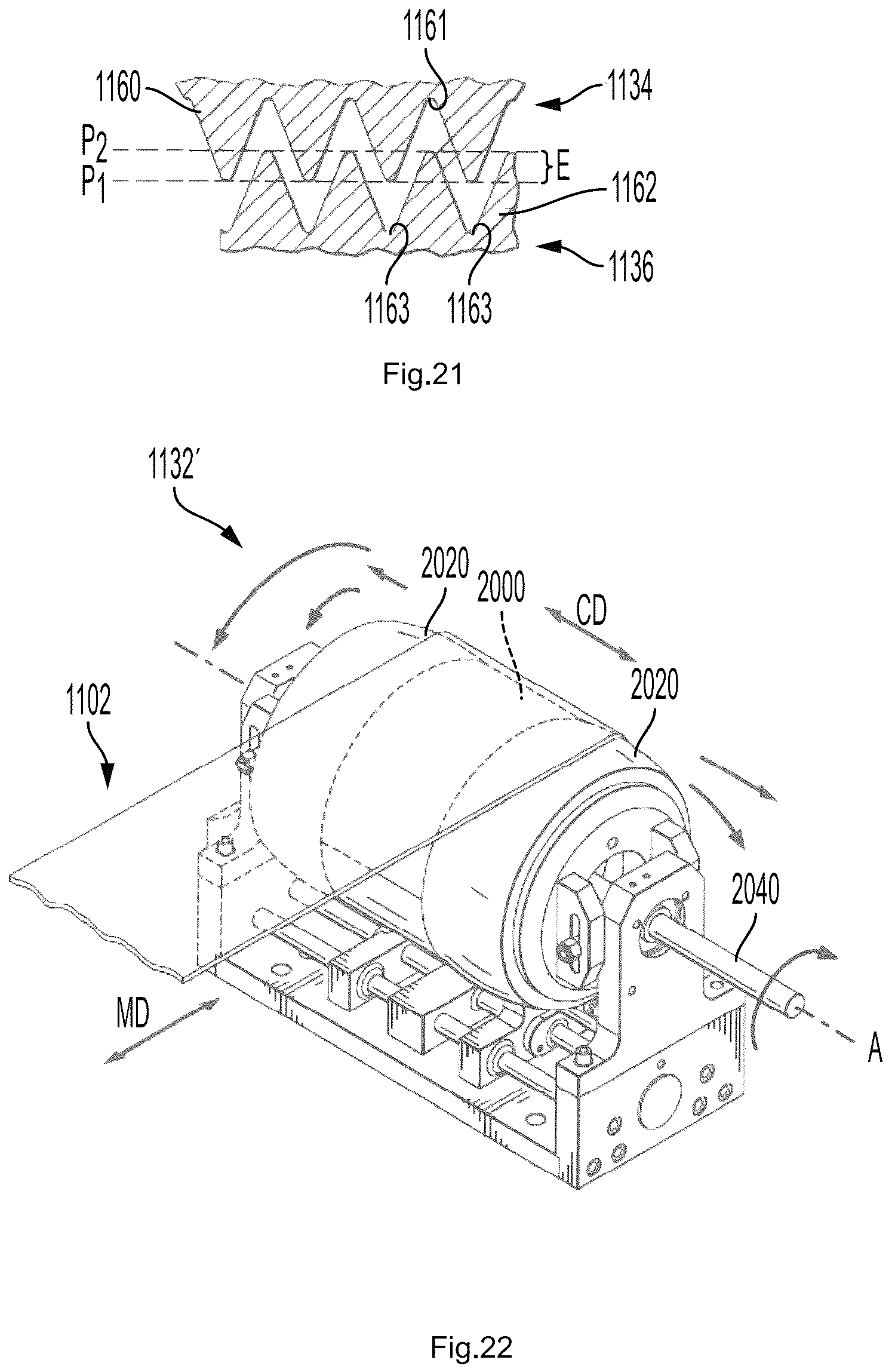 Patent US12303361 Figure 19 – Highly extensible nonwoven webs and absorbent articles having such webs