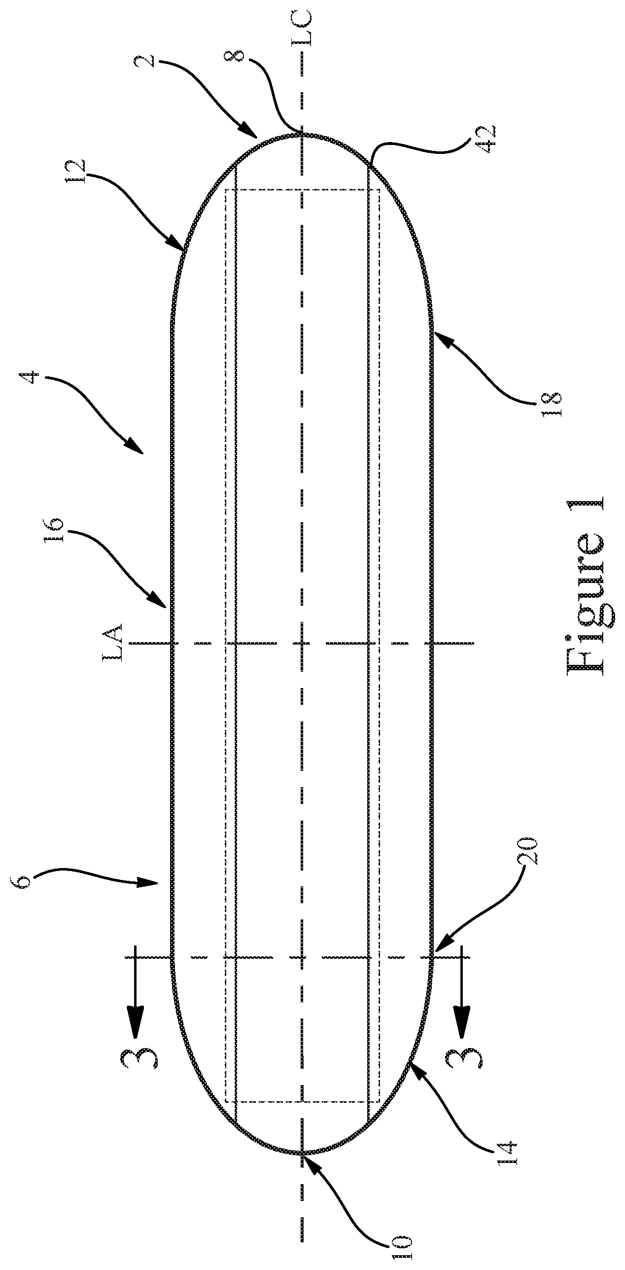 Patent US12303364 — Absorbent articles including non-elasticated cuffs — Figure 1