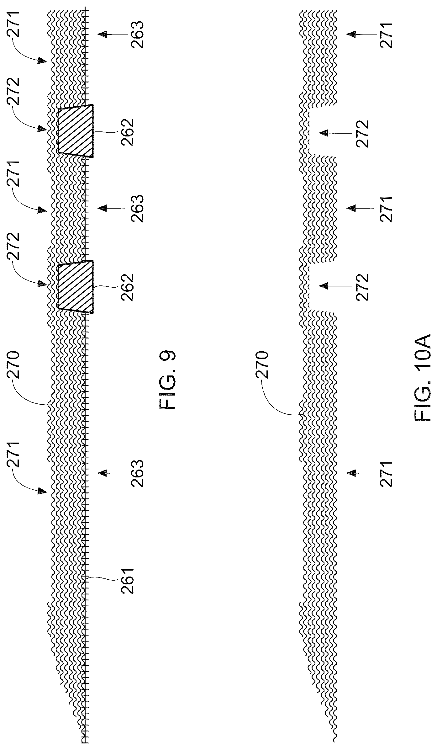 Patent US12303366 Figure 10 – Stretch laminate with beamed elastics and formed nonwoven layer