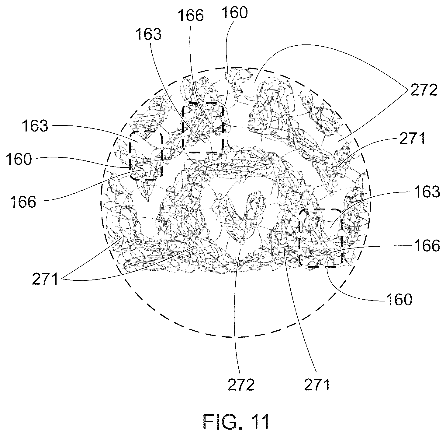 Patent US12303366 Figure 12 – Stretch laminate with beamed elastics and formed nonwoven layer