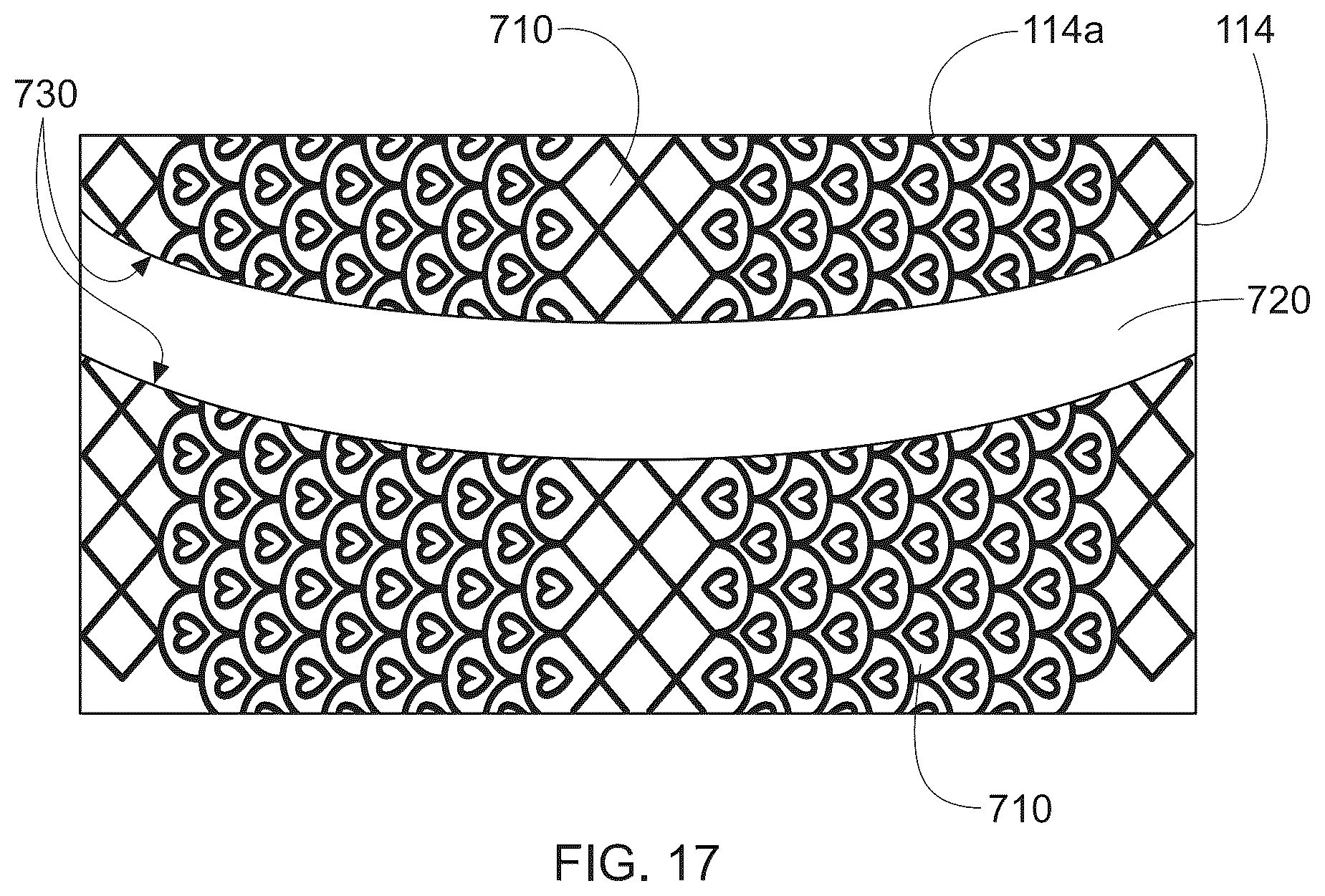 Patent US12303366 Figure 18 – Stretch laminate with beamed elastics and formed nonwoven layer