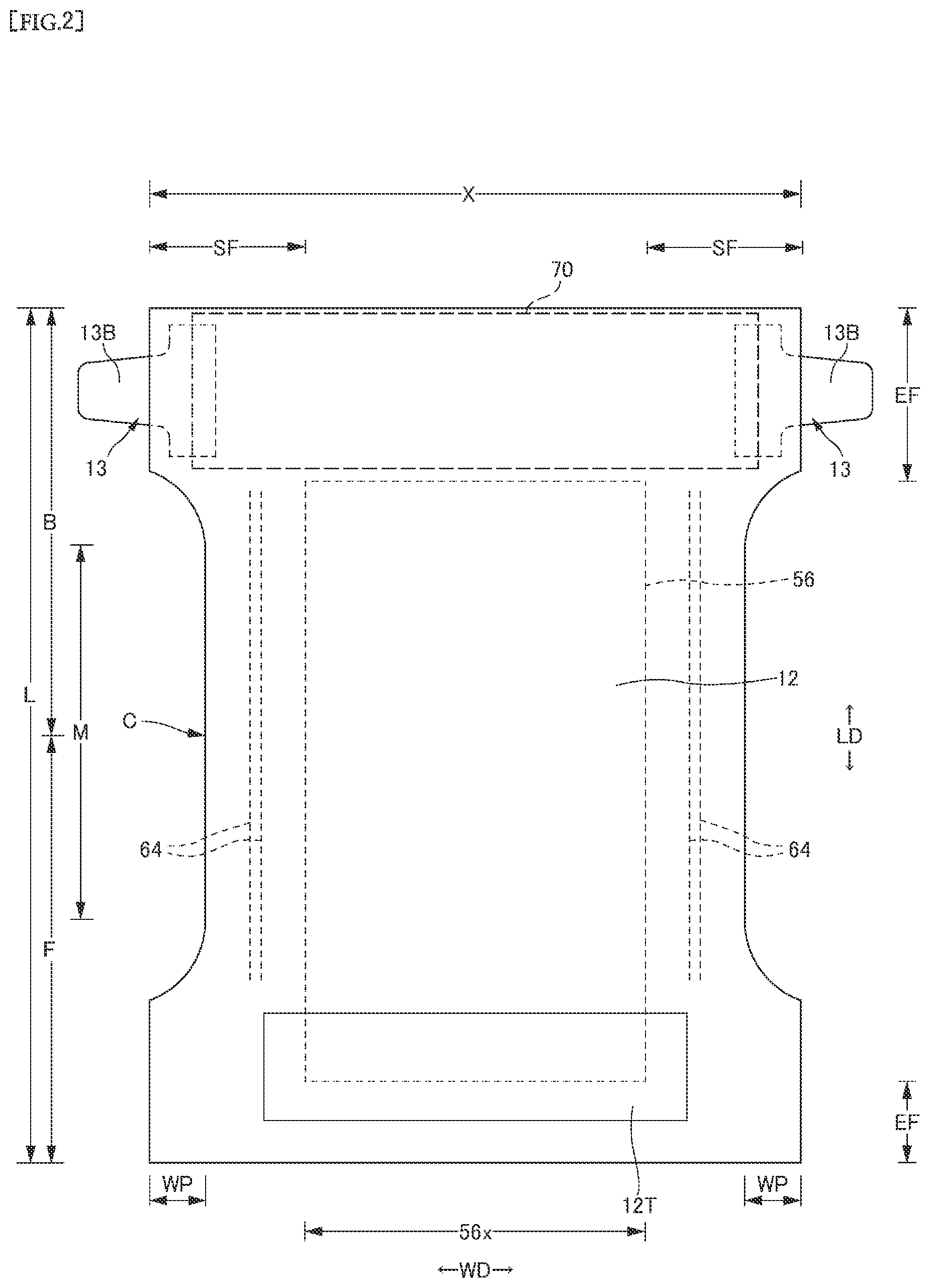 Patent US12303367 Figure 2 – Attachable-type disposable wearing article