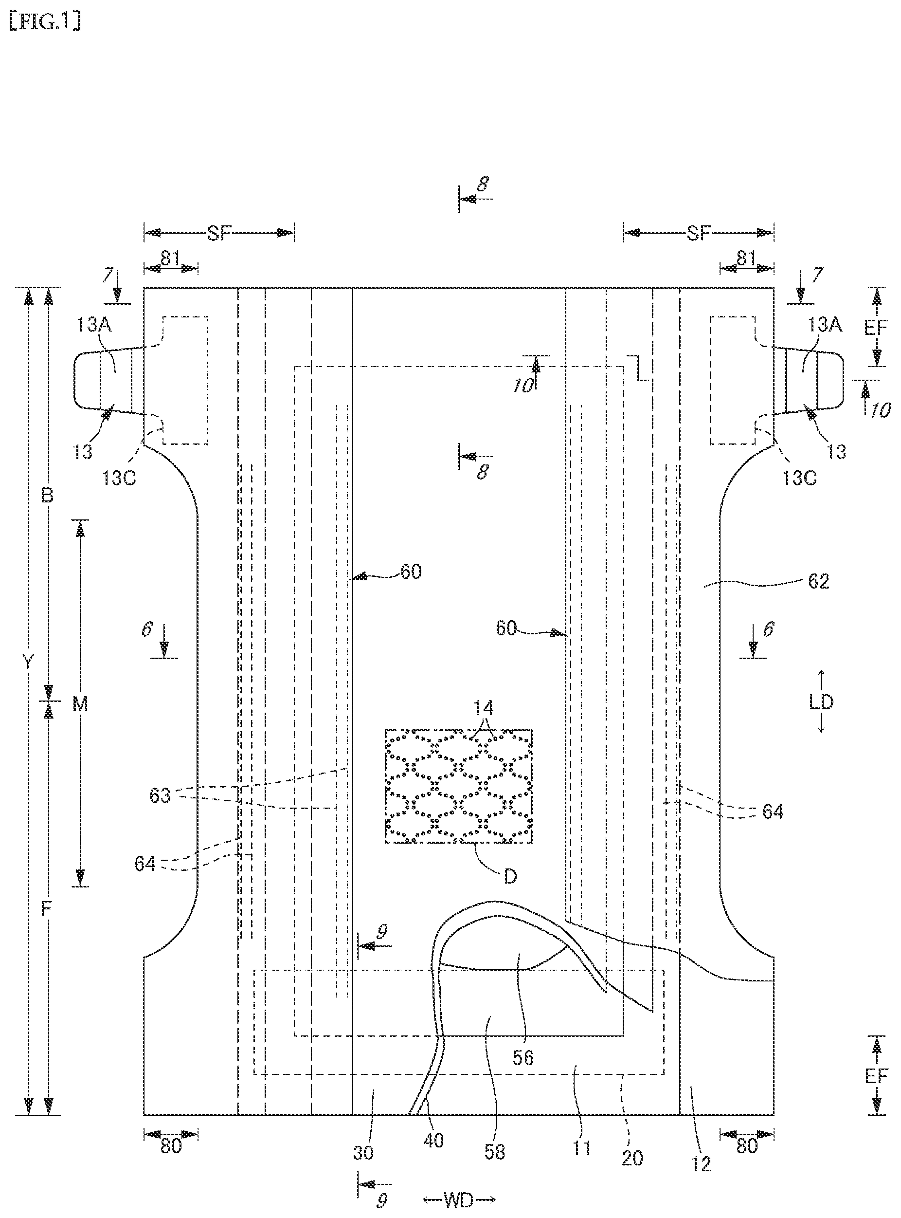 Patent US12303368 — Disposable wearable article — Figure 1