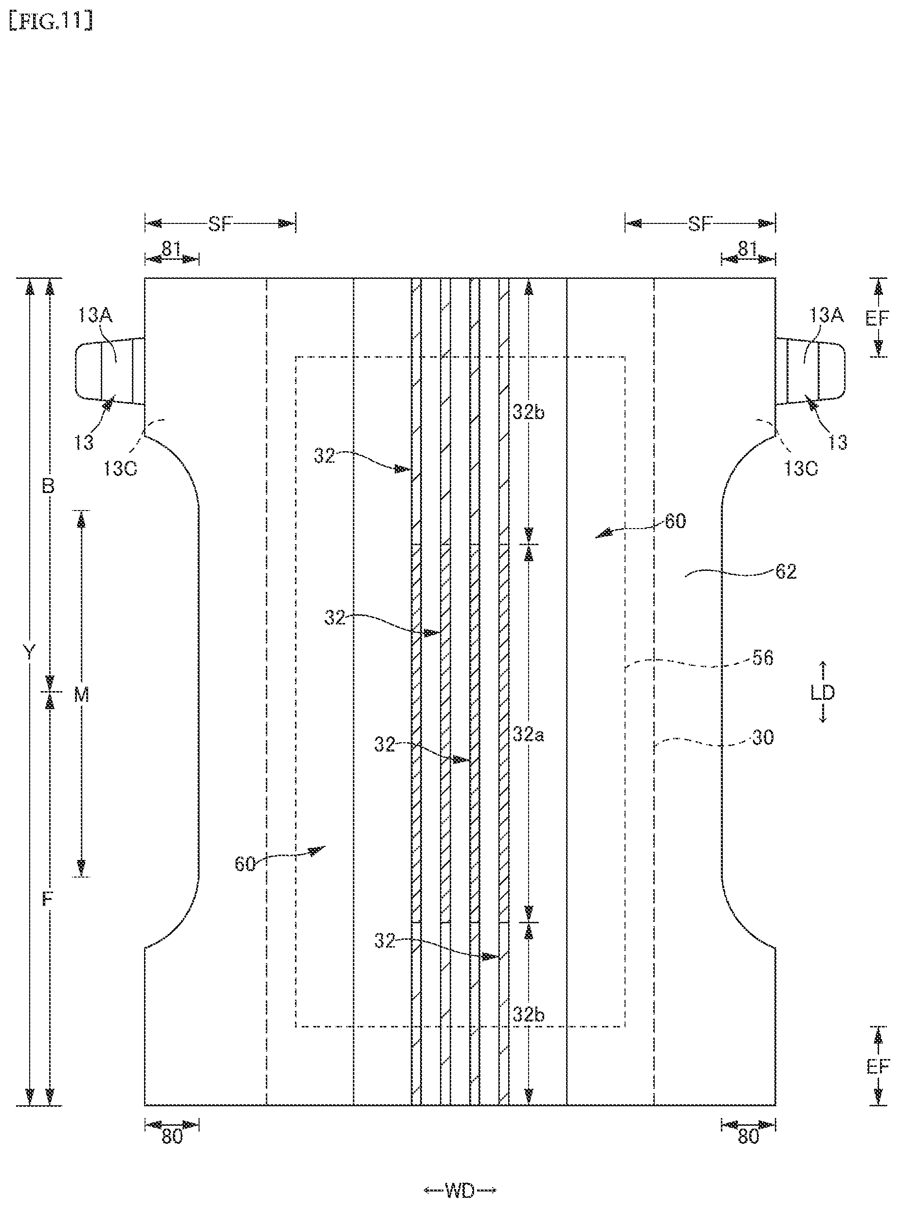 Patent US12303368 Figure 11 – Disposable wearable article