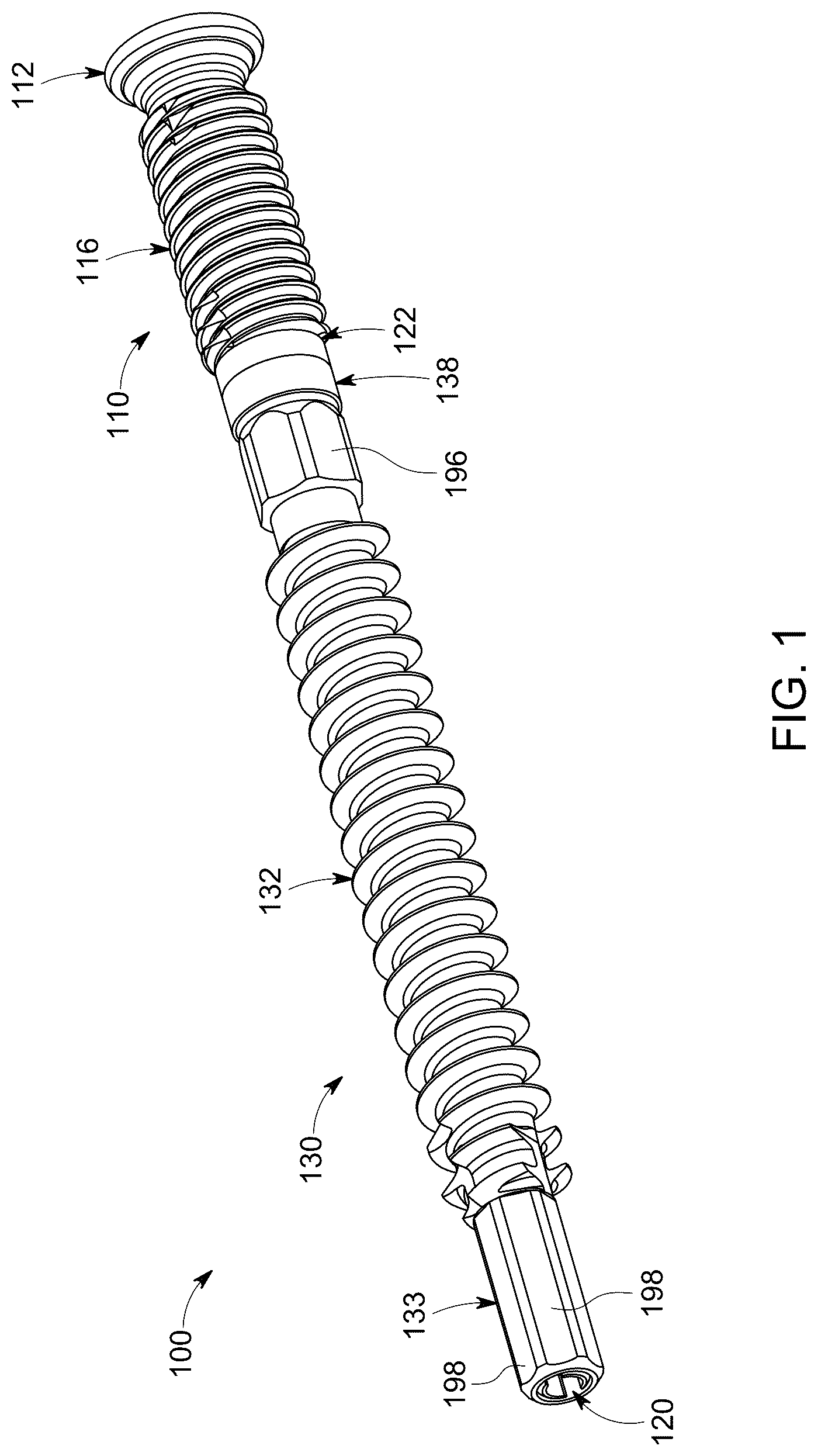 Patent US12303377 Figure 1 – Dynamic fixation implant and method of use