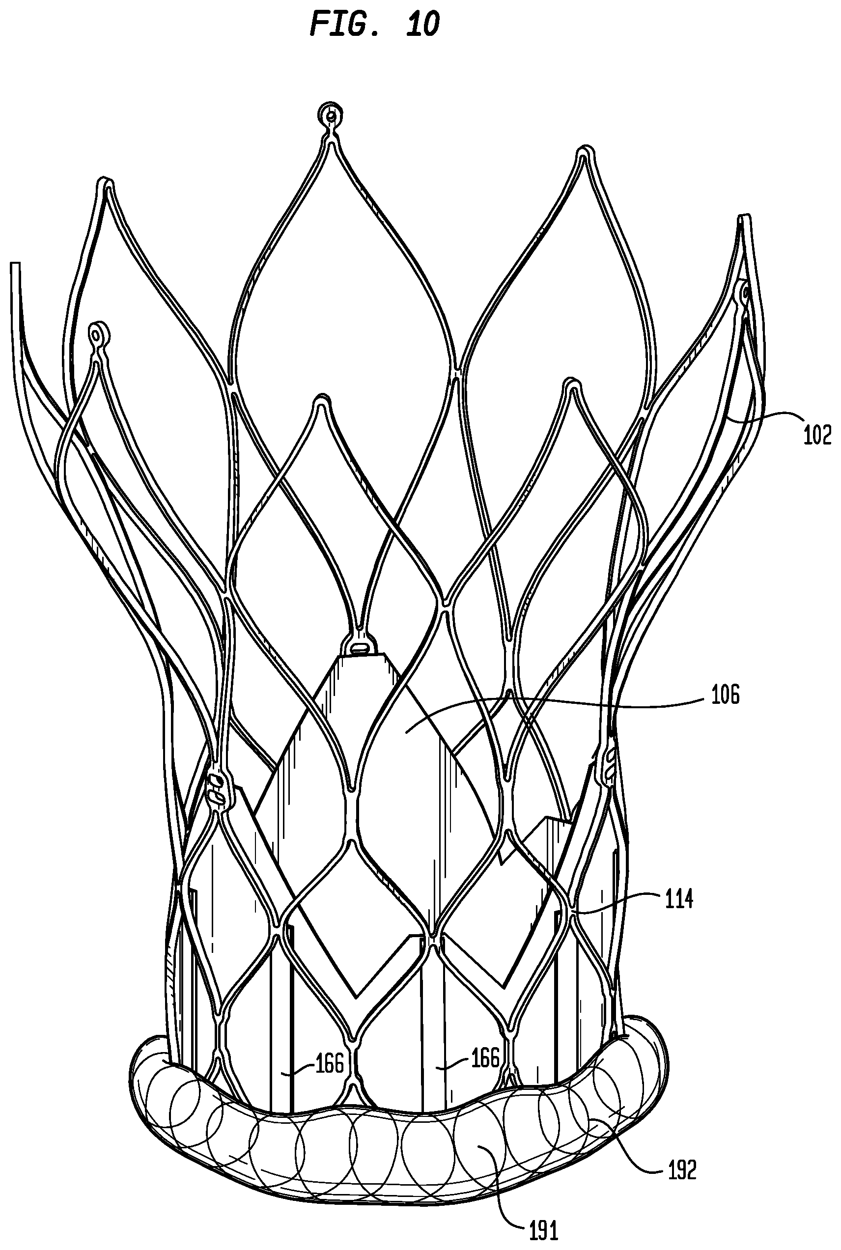 Patent US12303386 Figure 7 – Stent assembly for use in prosthetic heart valves