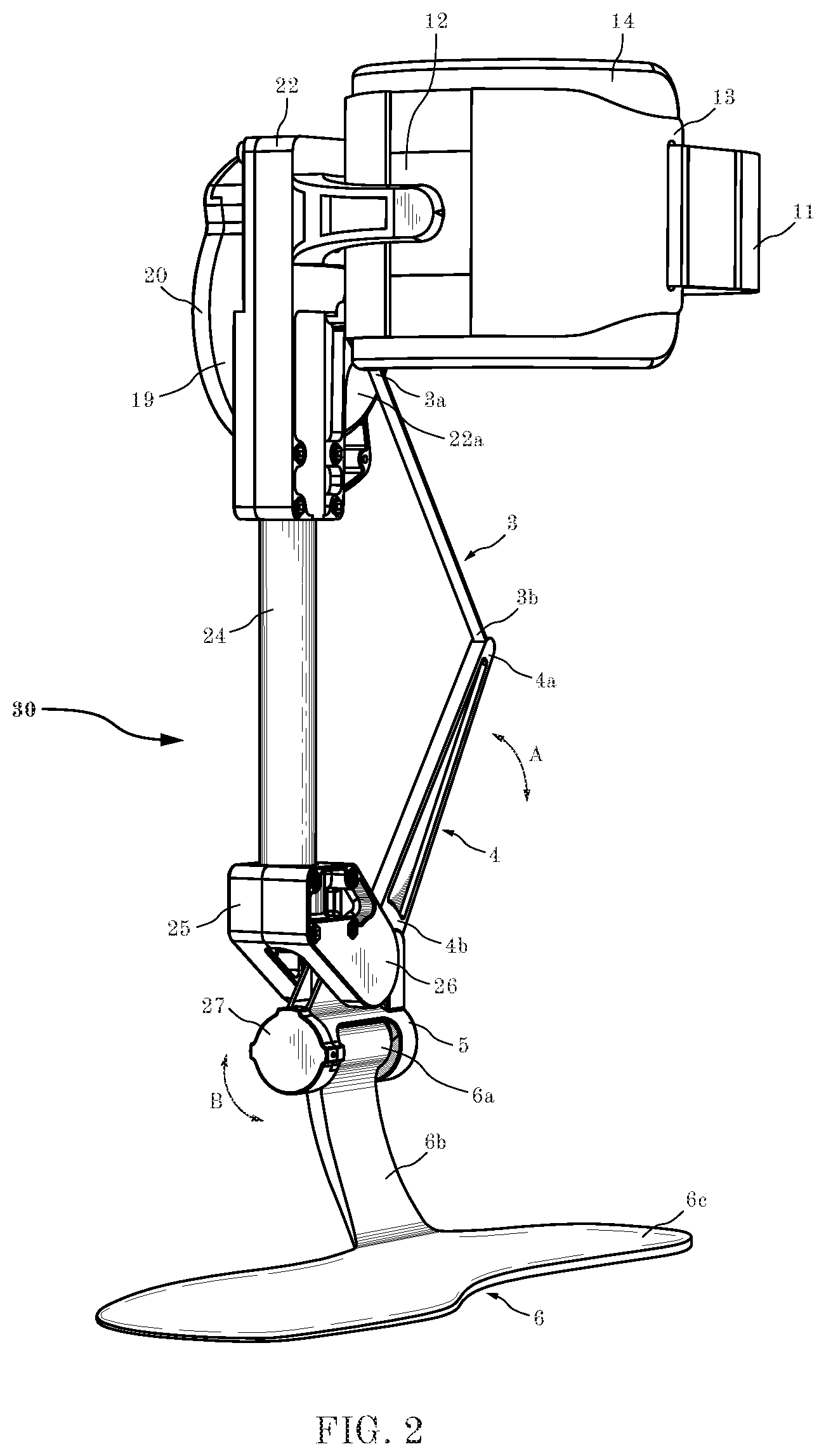 Patent US12303409 Figure 2 – Unidirectional actuated exoskeleton device