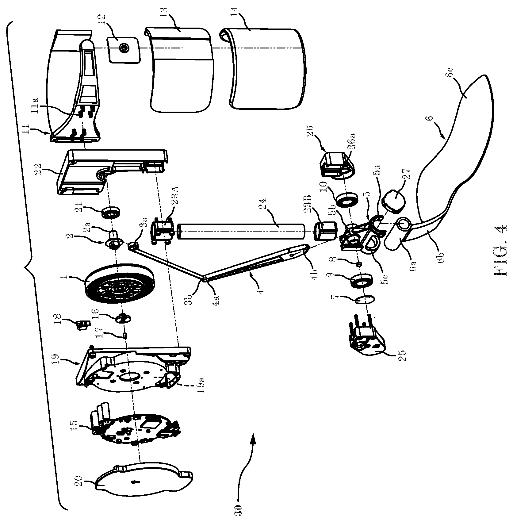 Patent US12303409 Figure 4 – Unidirectional actuated exoskeleton device