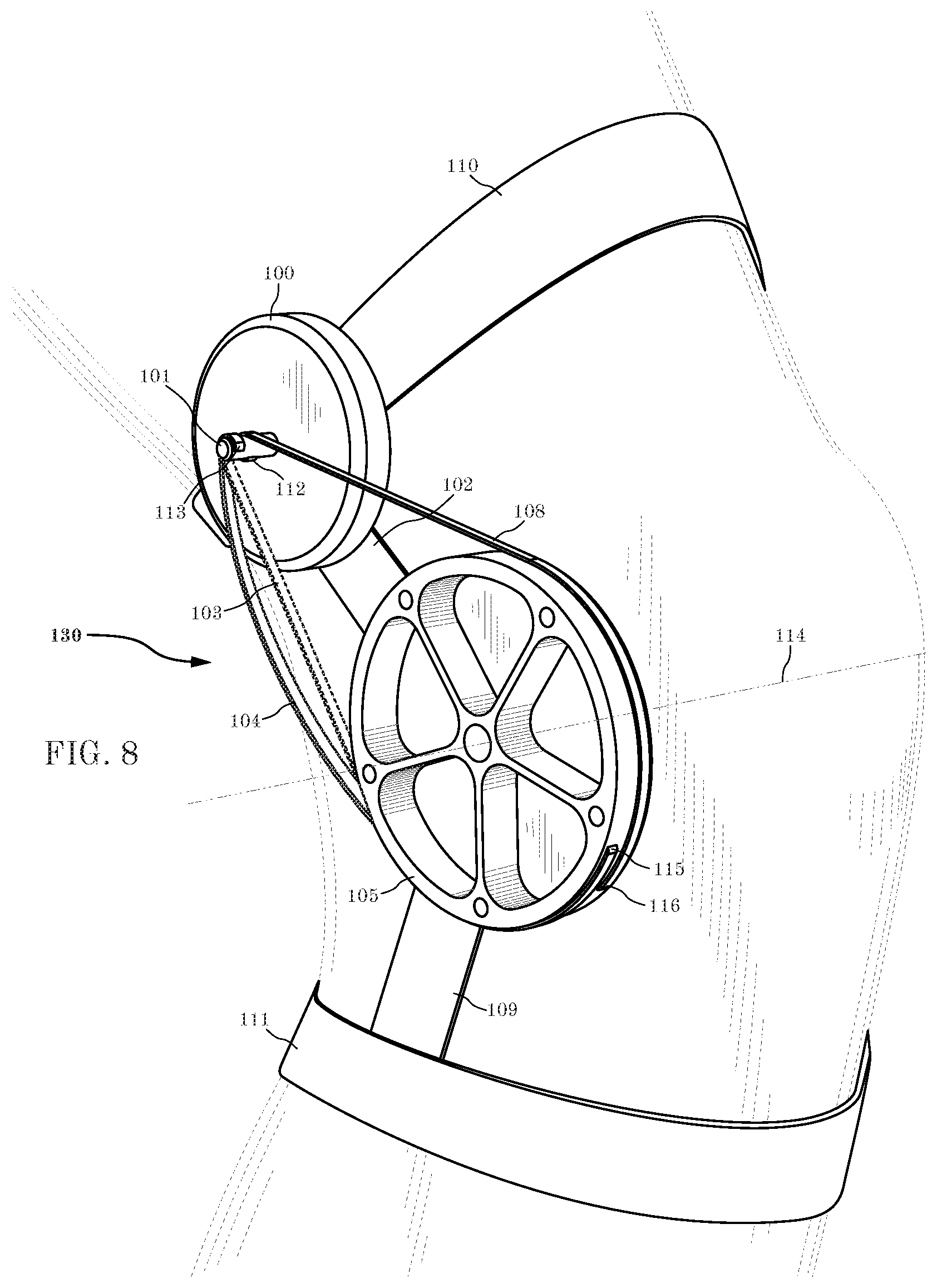 Patent US12303409 Figure 8 – Unidirectional actuated exoskeleton device