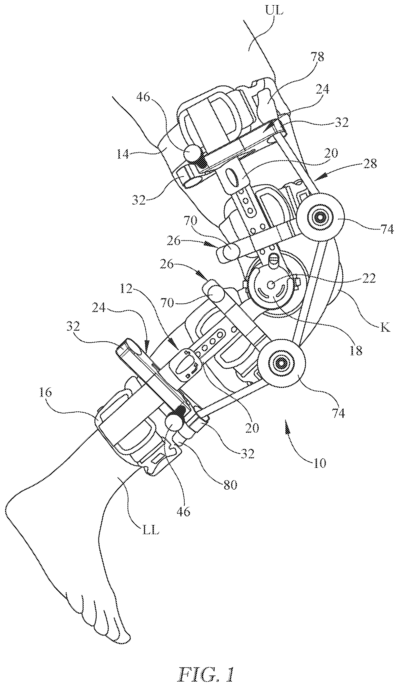 Patent US12303417 Figure 1 – Brace with resistance band