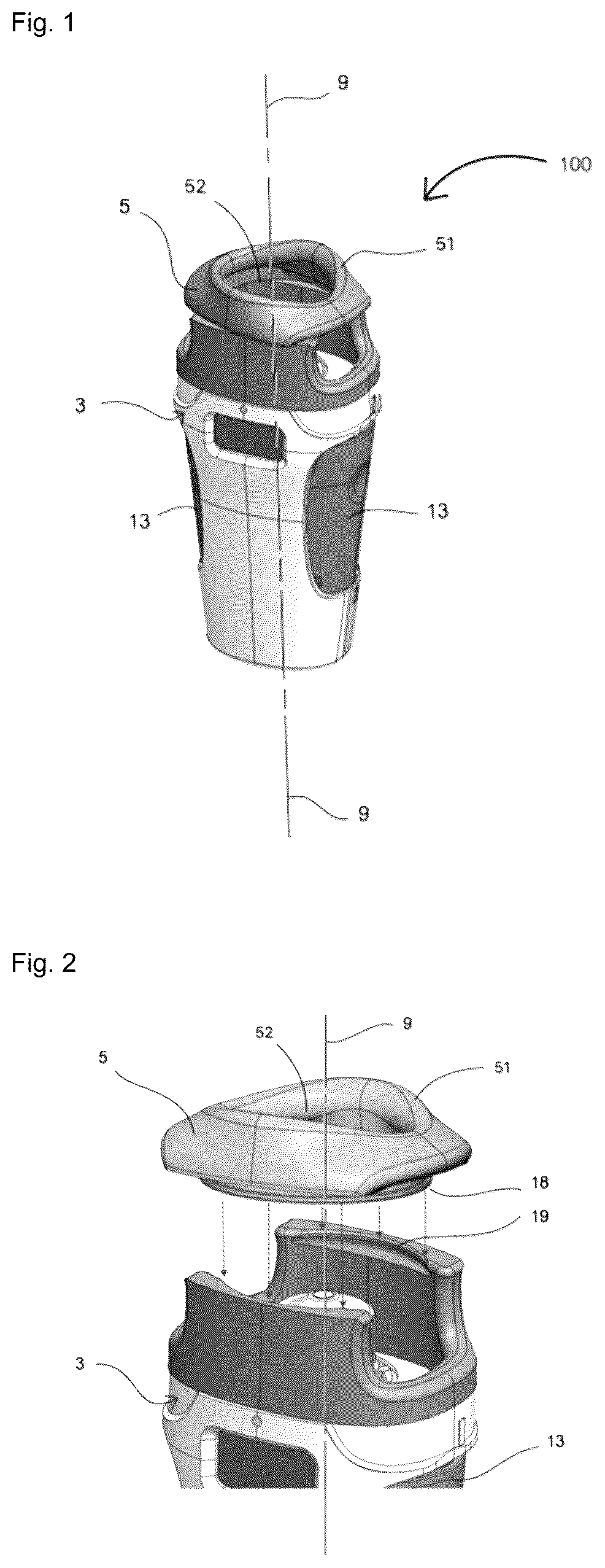 Patent US12303428 Figure 1 – Device for assisting with the use of a device for dispensing a liquid product
