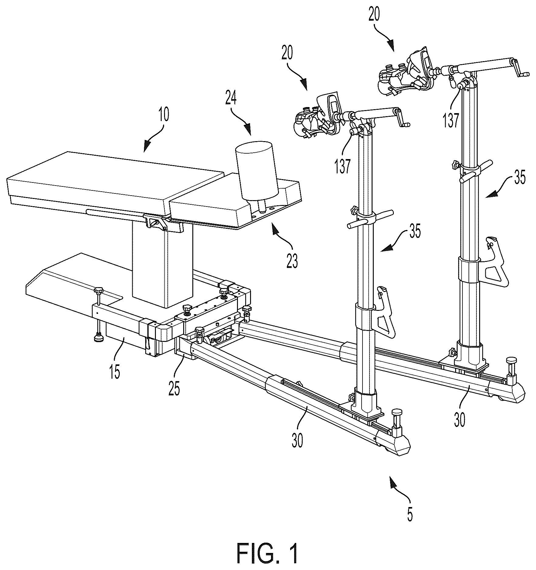 Patent US12303435 Figure 1 – Distraction frame for effecting hip distraction