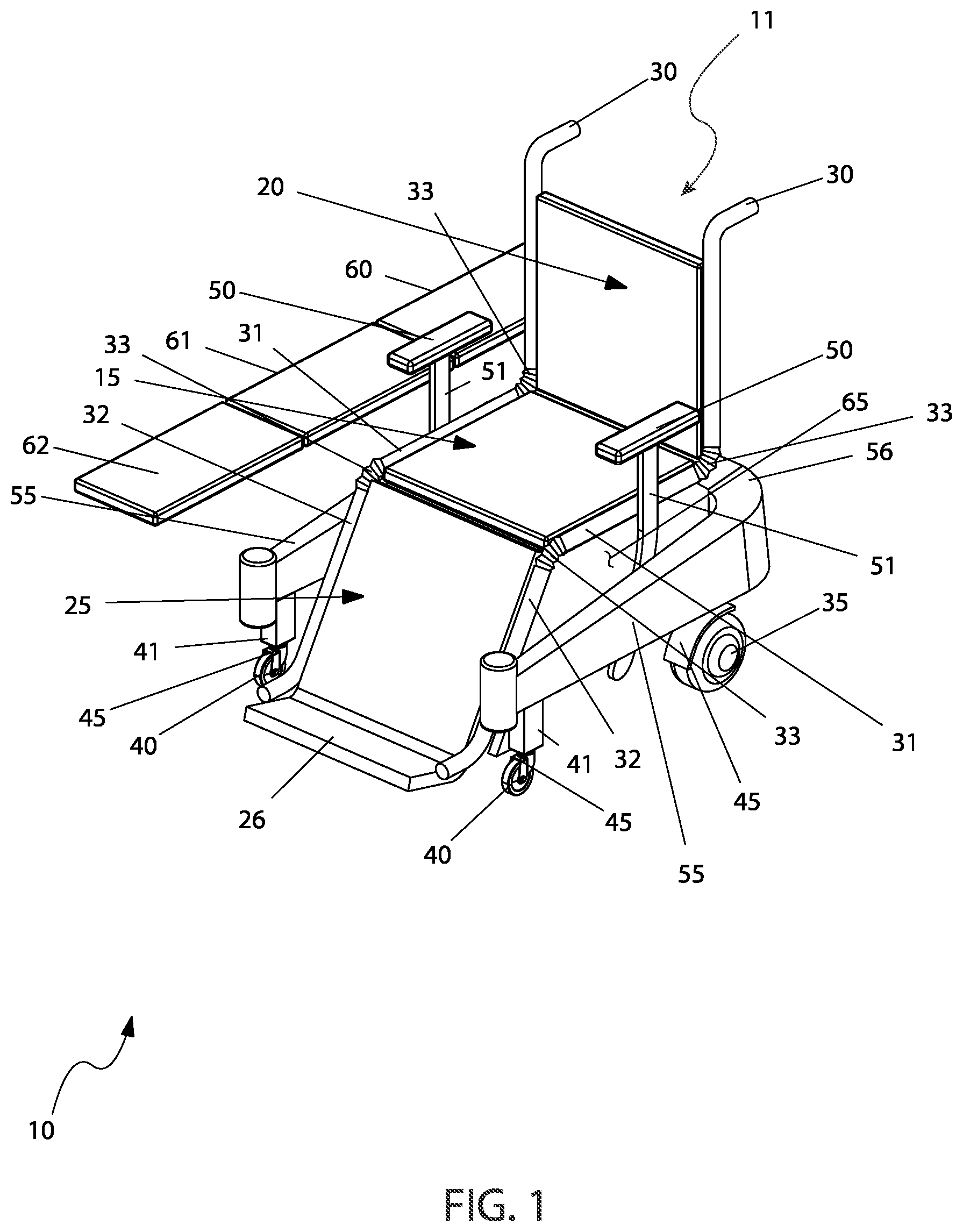 Patent US12303437 — Reclining wheelchair — Figure 1