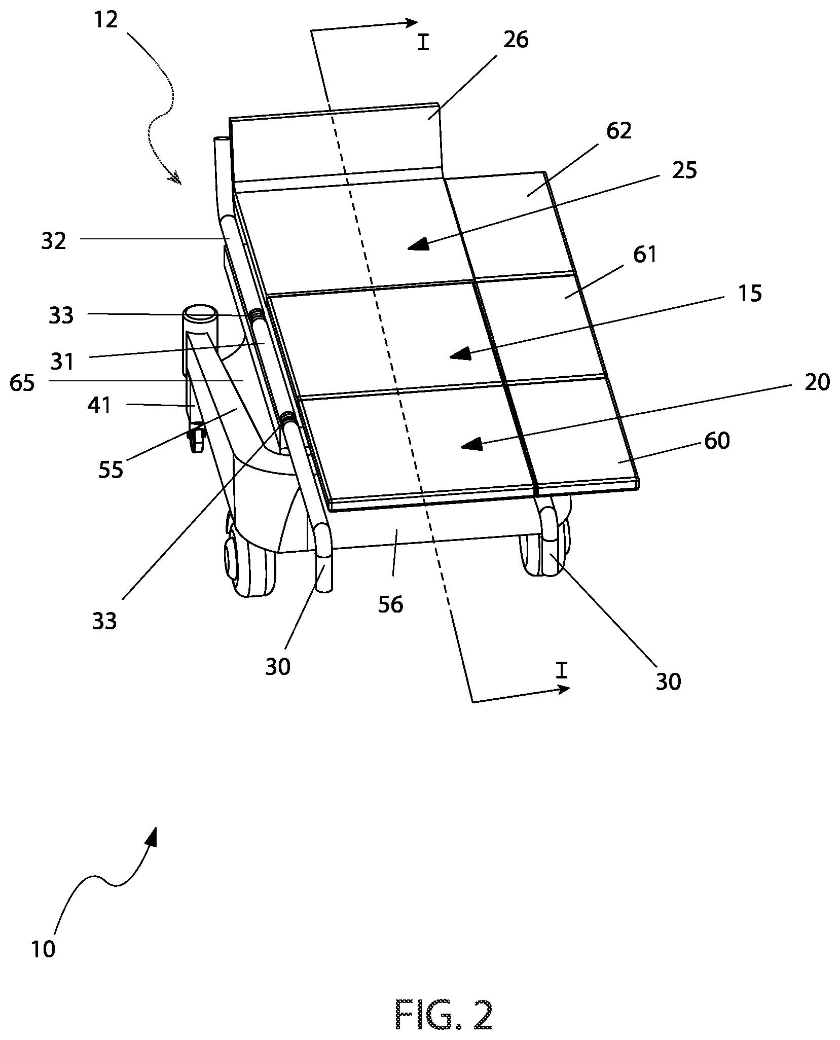 Patent US12303437 Figure 2 – Reclining wheelchair