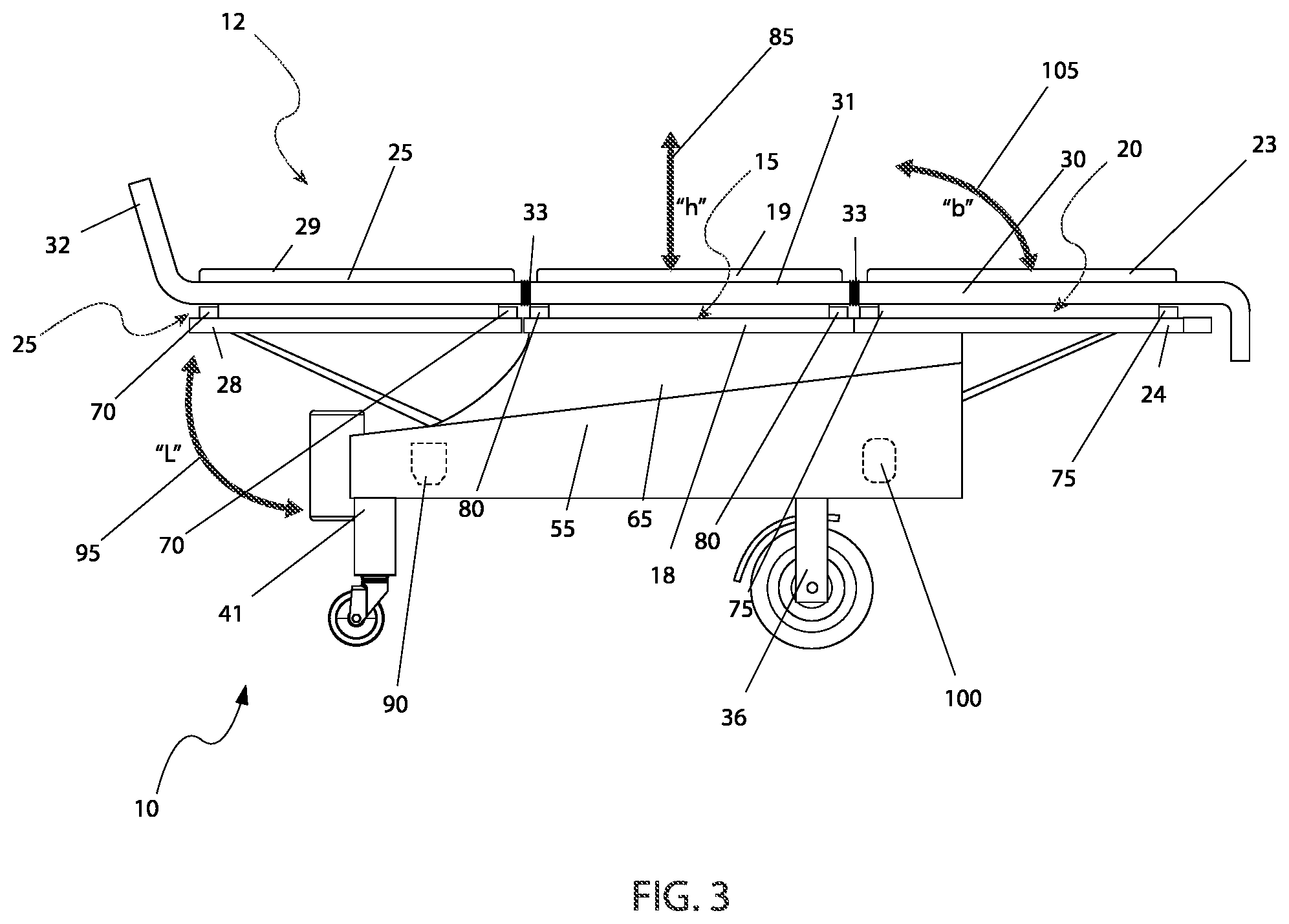 Patent US12303437 Figure 3 – Reclining wheelchair