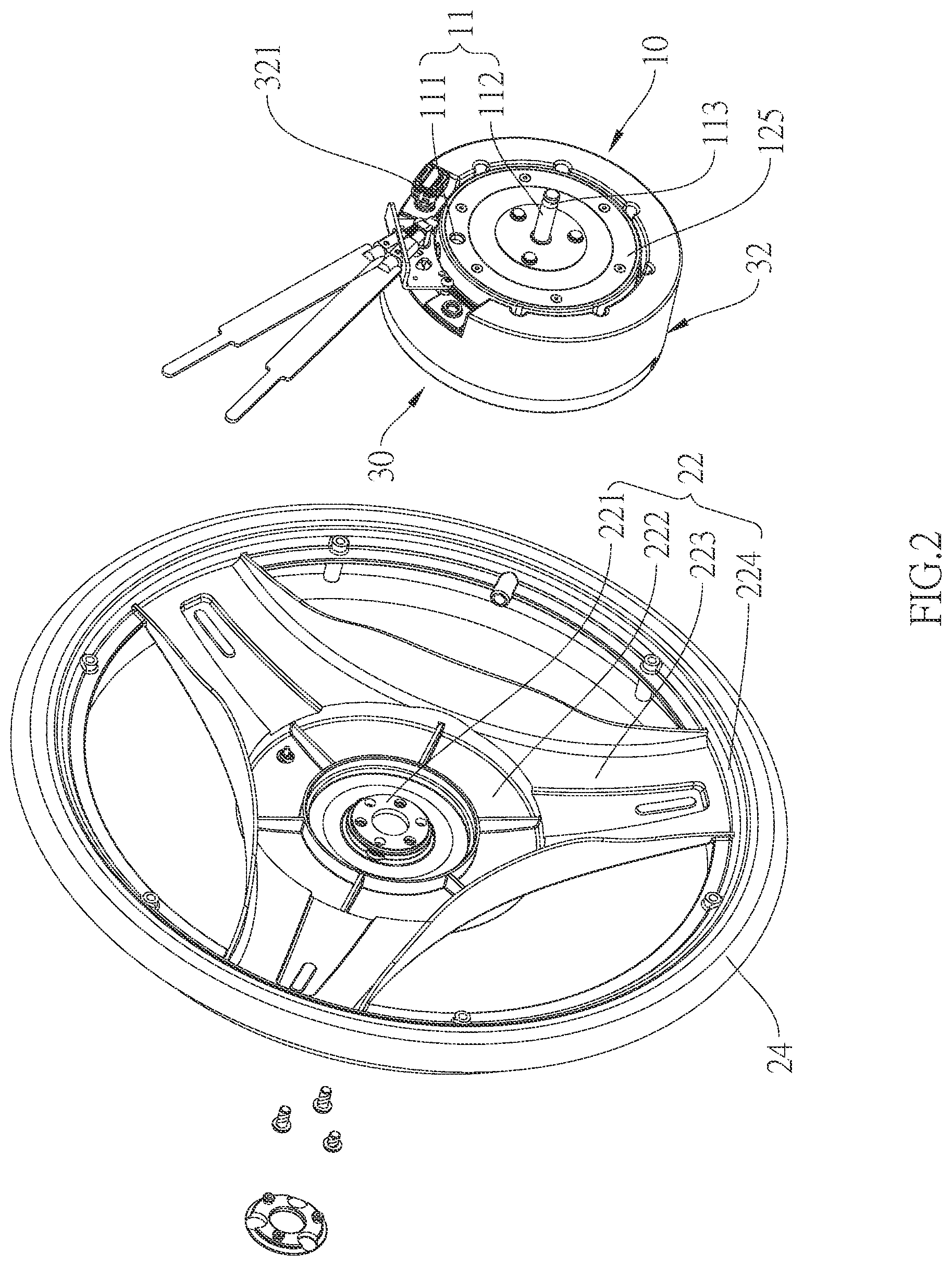 Patent US12303439 Figure 2 – Drive wheel for wheelchair and quick-releasable drive wheel assembly