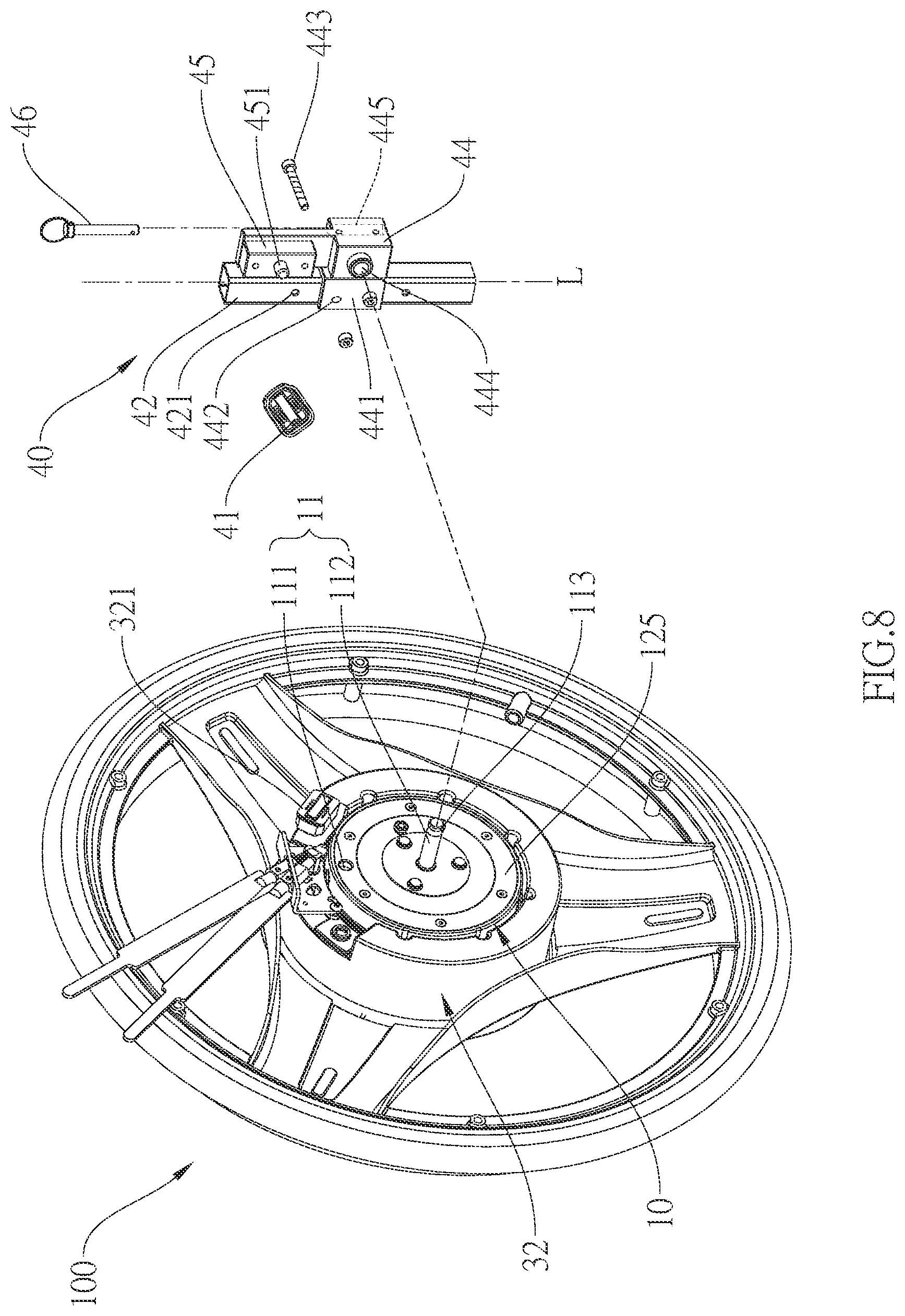 Patent US12303439 Figure 8 – Drive wheel for wheelchair and quick-releasable drive wheel assembly