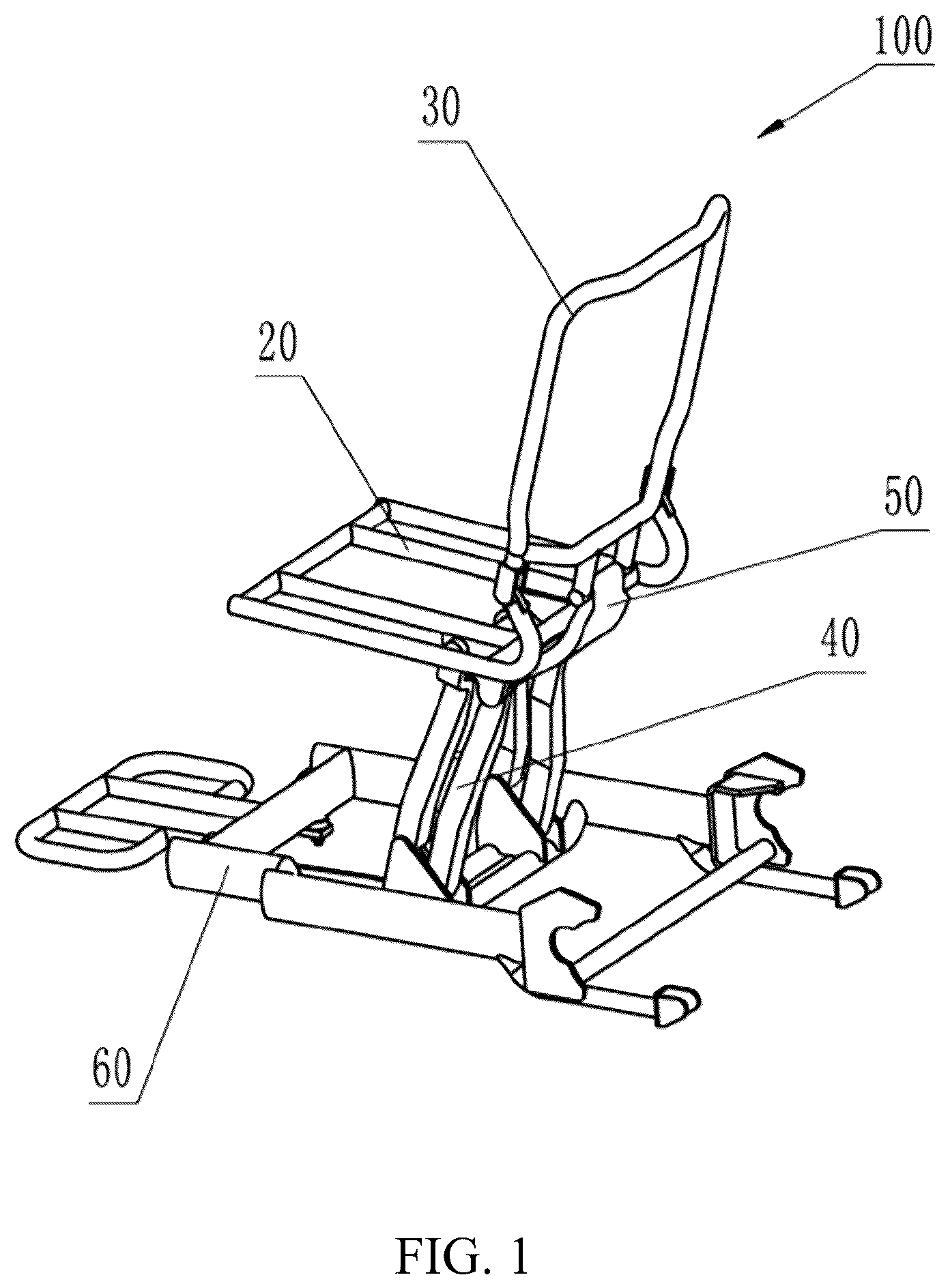 Patent US12303441 Figure 1 – Collapsible wheelchair