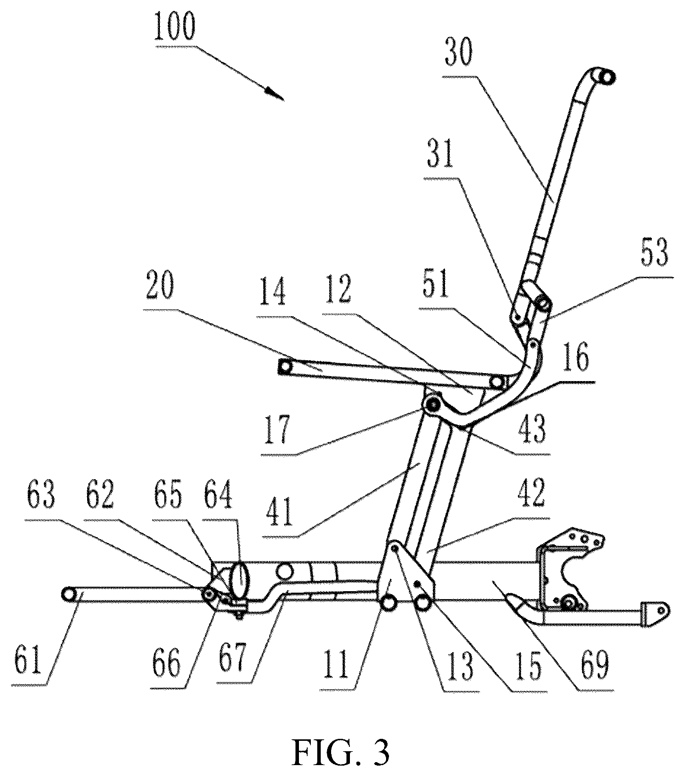 Patent US12303441 Figure 3 – Collapsible wheelchair