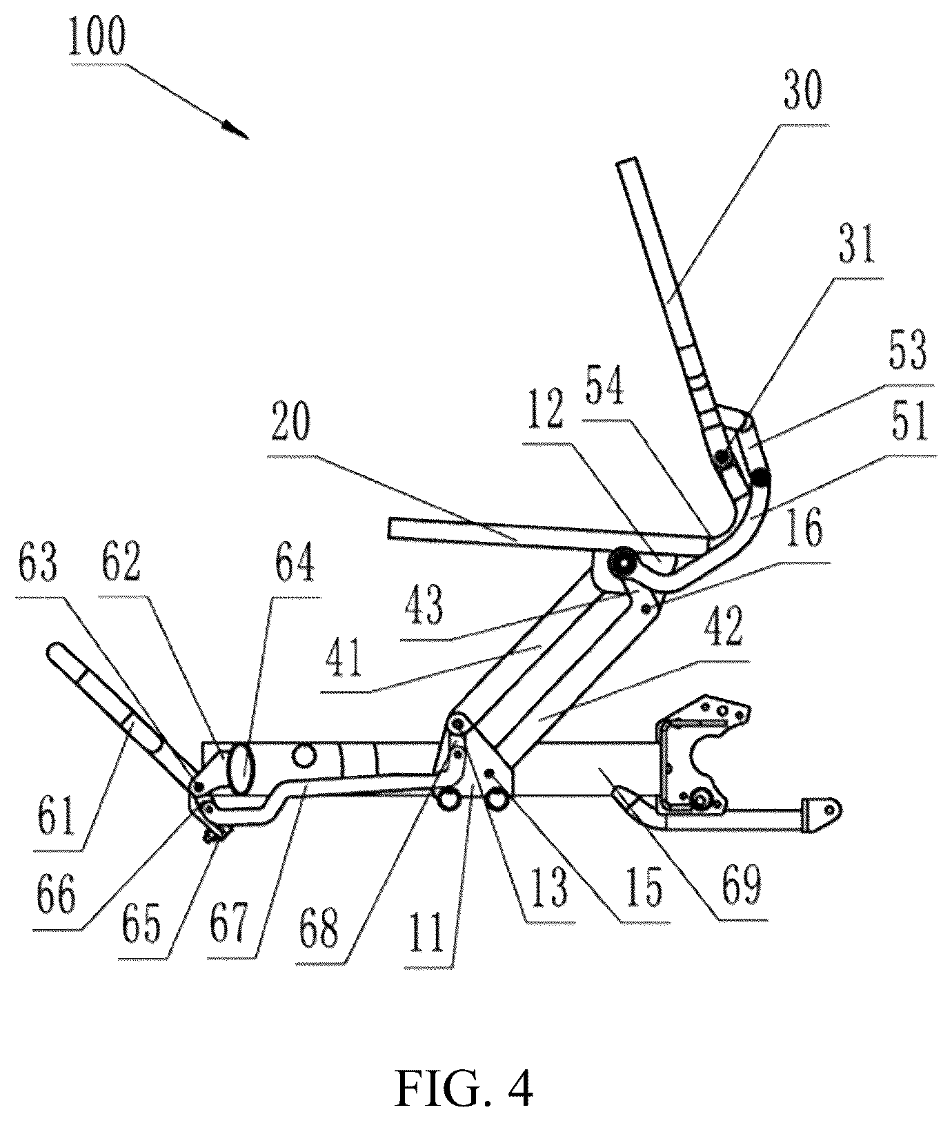Patent US12303441 Figure 4 – Collapsible wheelchair