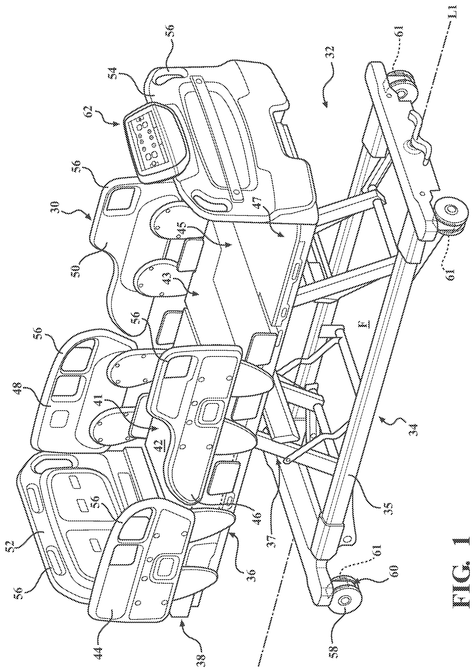 Patent US12303442 Figure 1 – Patient support apparatus including a user module generating state indicators corresponding to monitored conditions and changes thereof