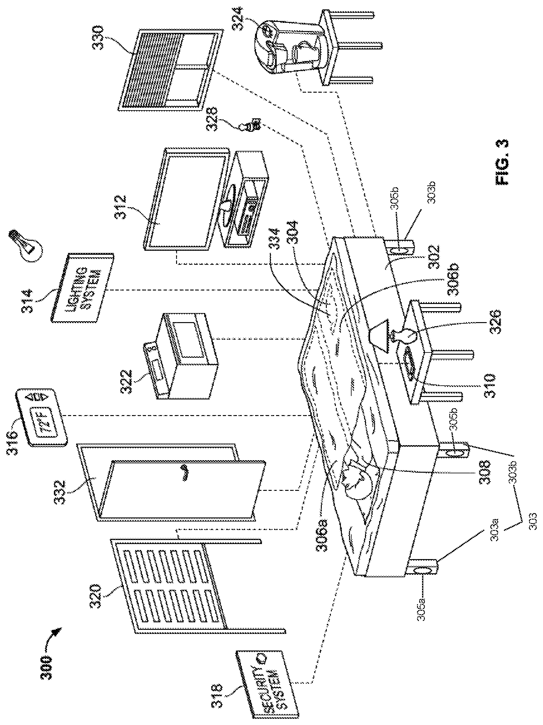 Patent US12303443 Figure 3 – Bed with pressure and force sensors