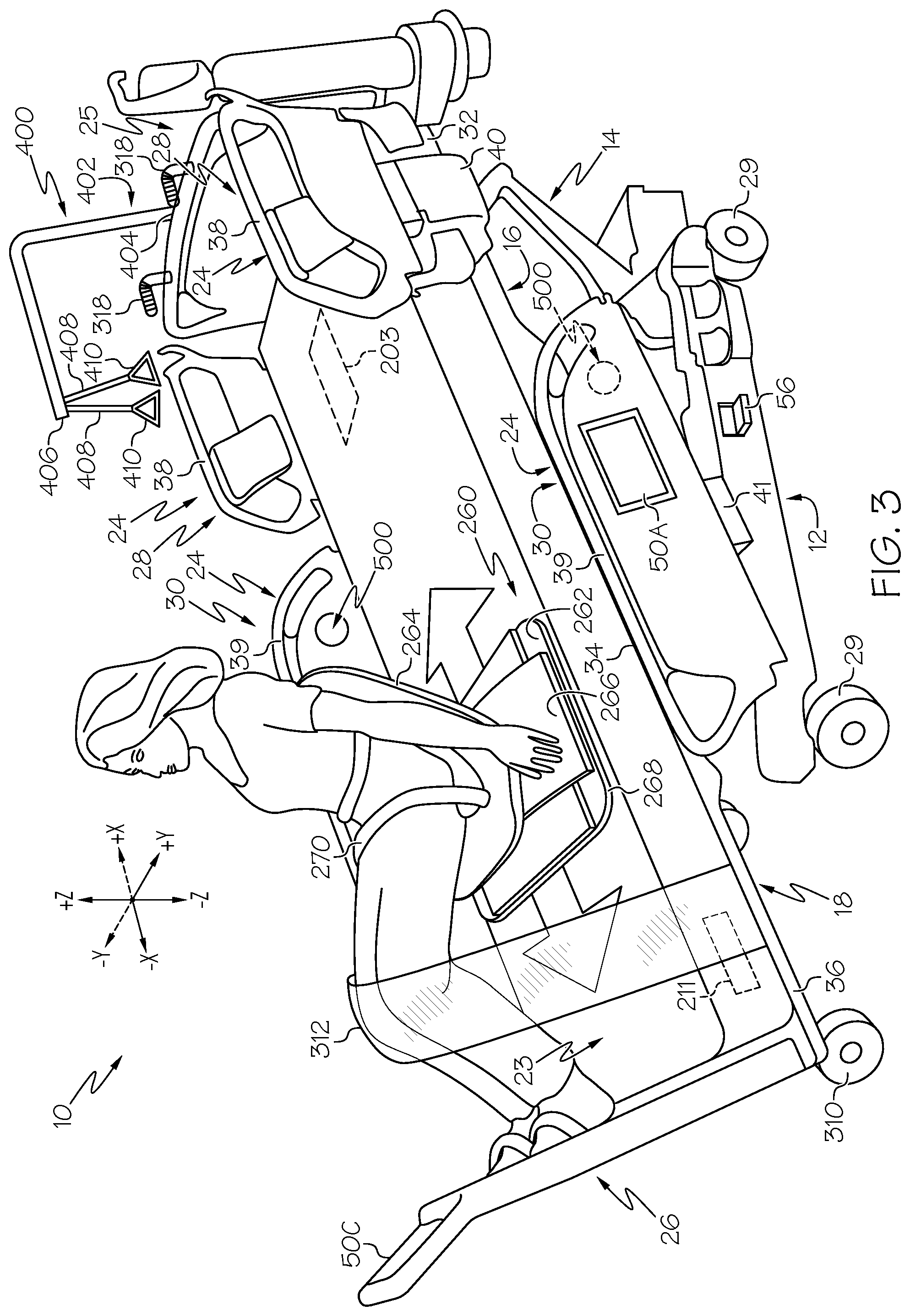 Patent US12303444 Figure 3 – Person support apparatus having exercise therapy features