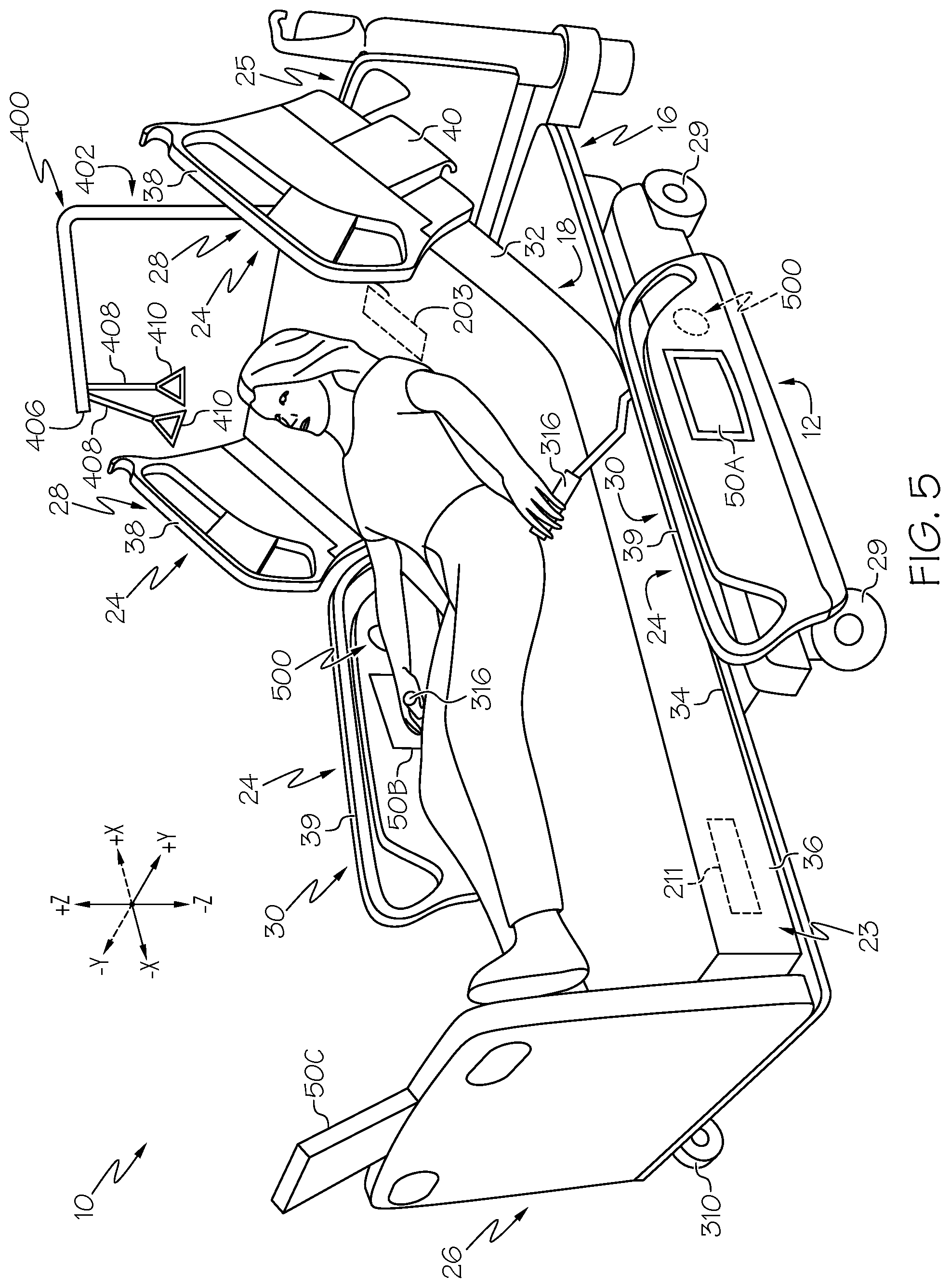 Patent US12303444 Figure 5 – Person support apparatus having exercise therapy features