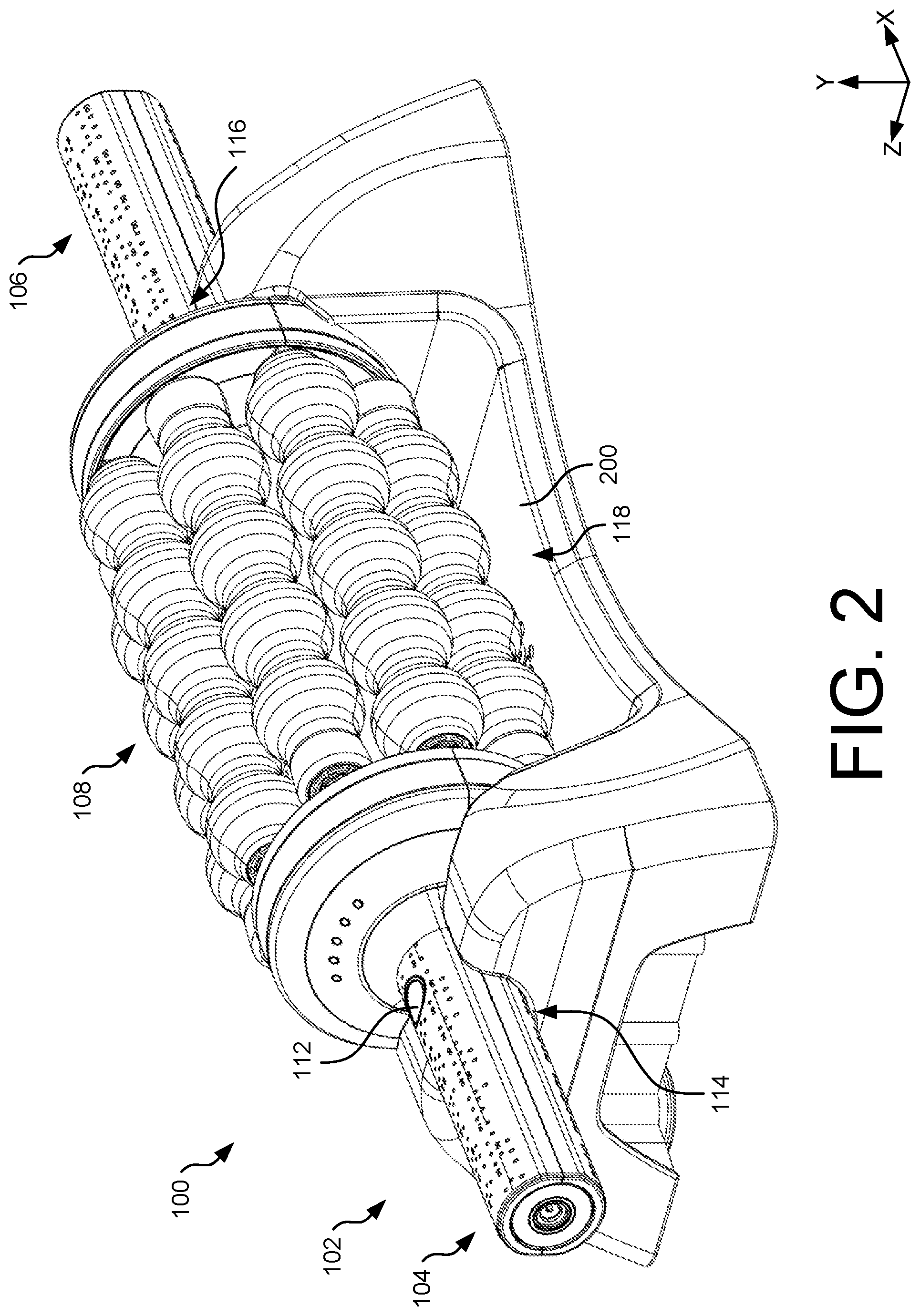 Patent US12303448 Figure 2 – Myofascial device with rotatable assembly